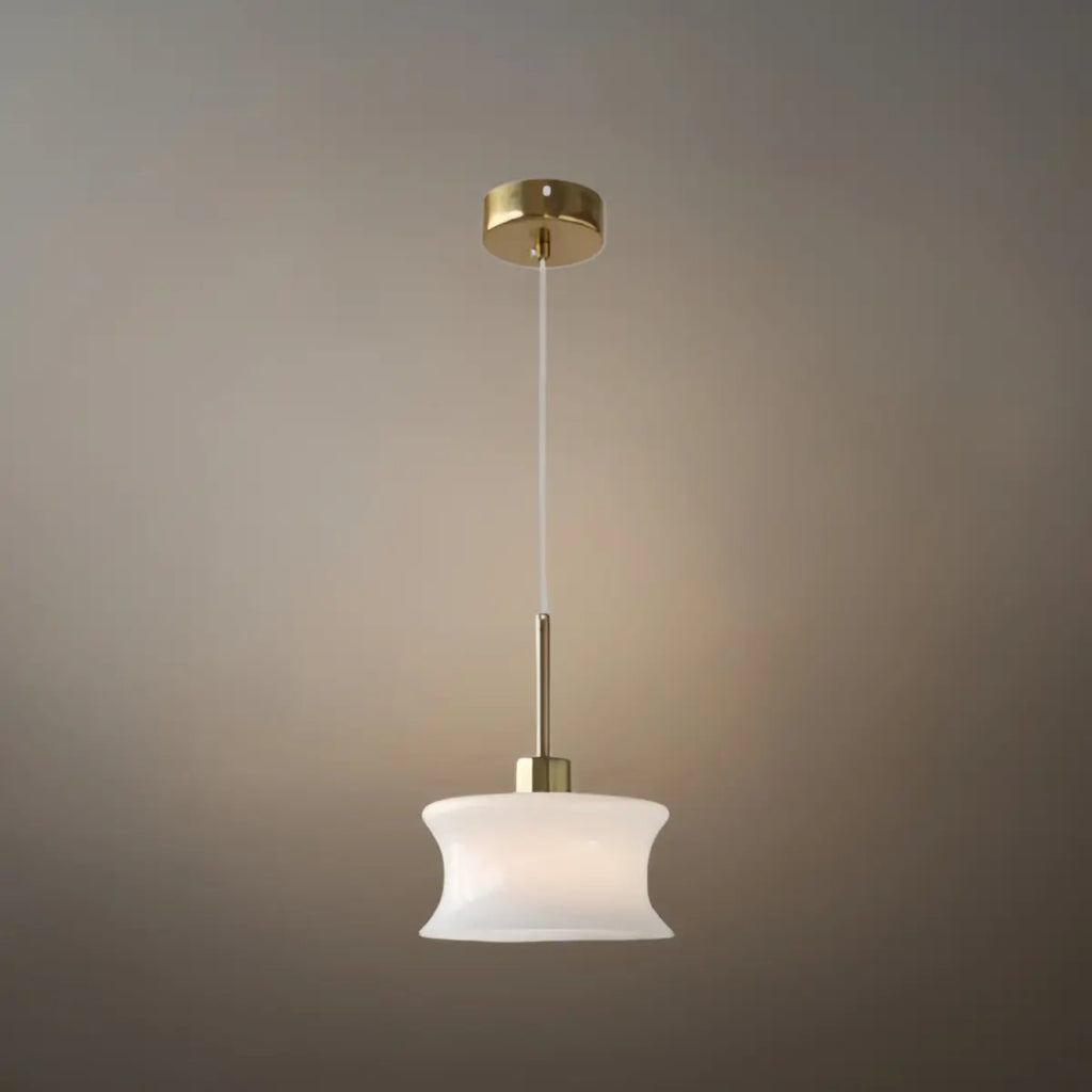 Lámpara colgante moderna de vidrio – Blanco/beige para dormitorio/cocina/comedor - Flindria