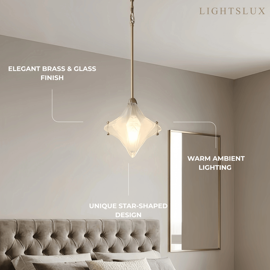 Modern Star Pendant Light – Brass Glass Silver/Gold for Bedroom / Kitchen / Dining Room - Flindria