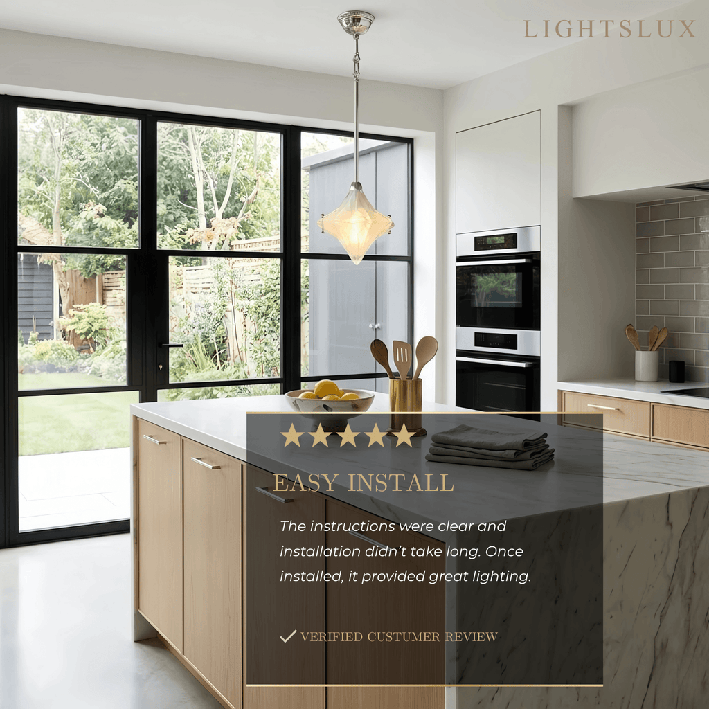 Modern Star Pendant Light – Brass Glass Silver/Gold for Bedroom / Kitchen / Dining Room - Flindria