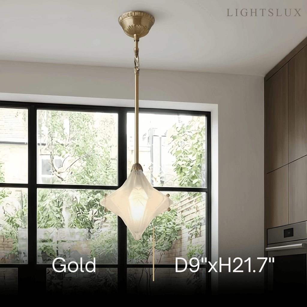 Modern Star Pendant Light – Brass Glass Silver/Gold for Bedroom / Kitchen / Dining Room - Flindria