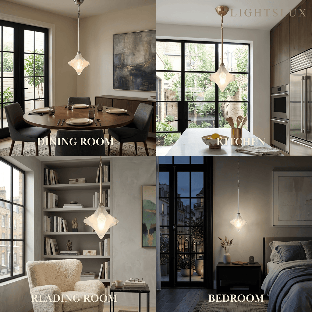Modern Star Pendant Light – Brass Glass Silver/Gold for Bedroom / Kitchen / Dining Room - Flindria