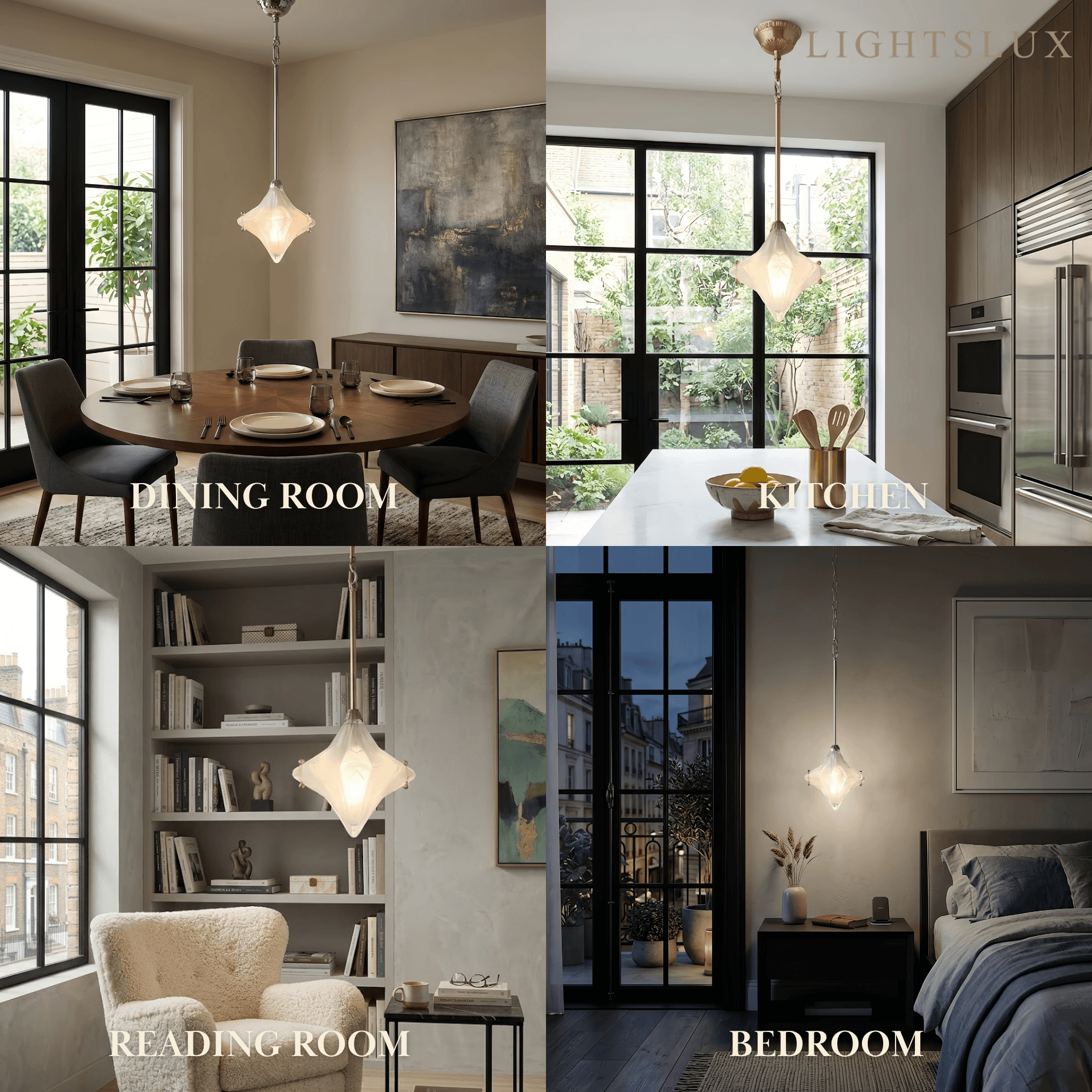 Modern Star Pendant Light – Brass Glass Silver/Gold for Bedroom / Kitchen / Dining Room - Flindria