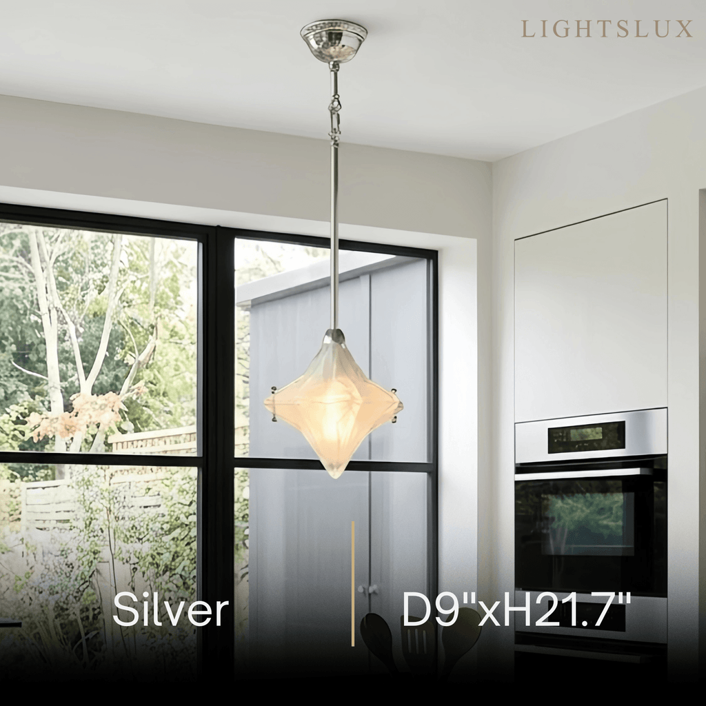Modern Star Pendant Light – Brass Glass Silver/Gold for Bedroom / Kitchen / Dining Room - Flindria