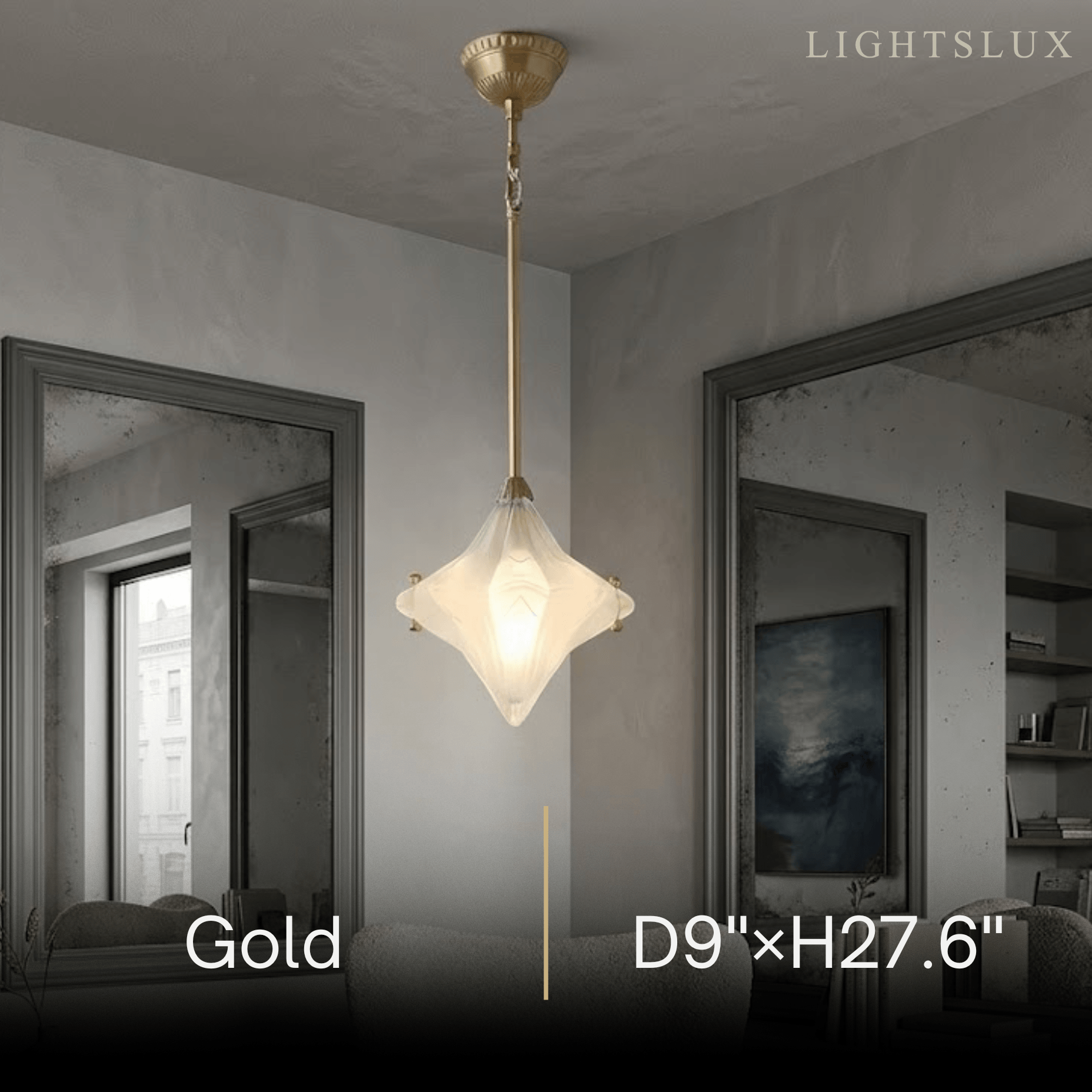 Modern Star Pendant Light – Brass Glass Silver/Gold for Bedroom / Kitchen / Dining Room - Flindria