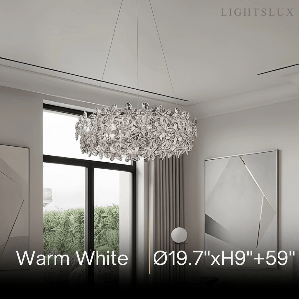 Lujoso candelabro de flores de cristal – Cristal transparente para sala de estar/comedor - Flindria