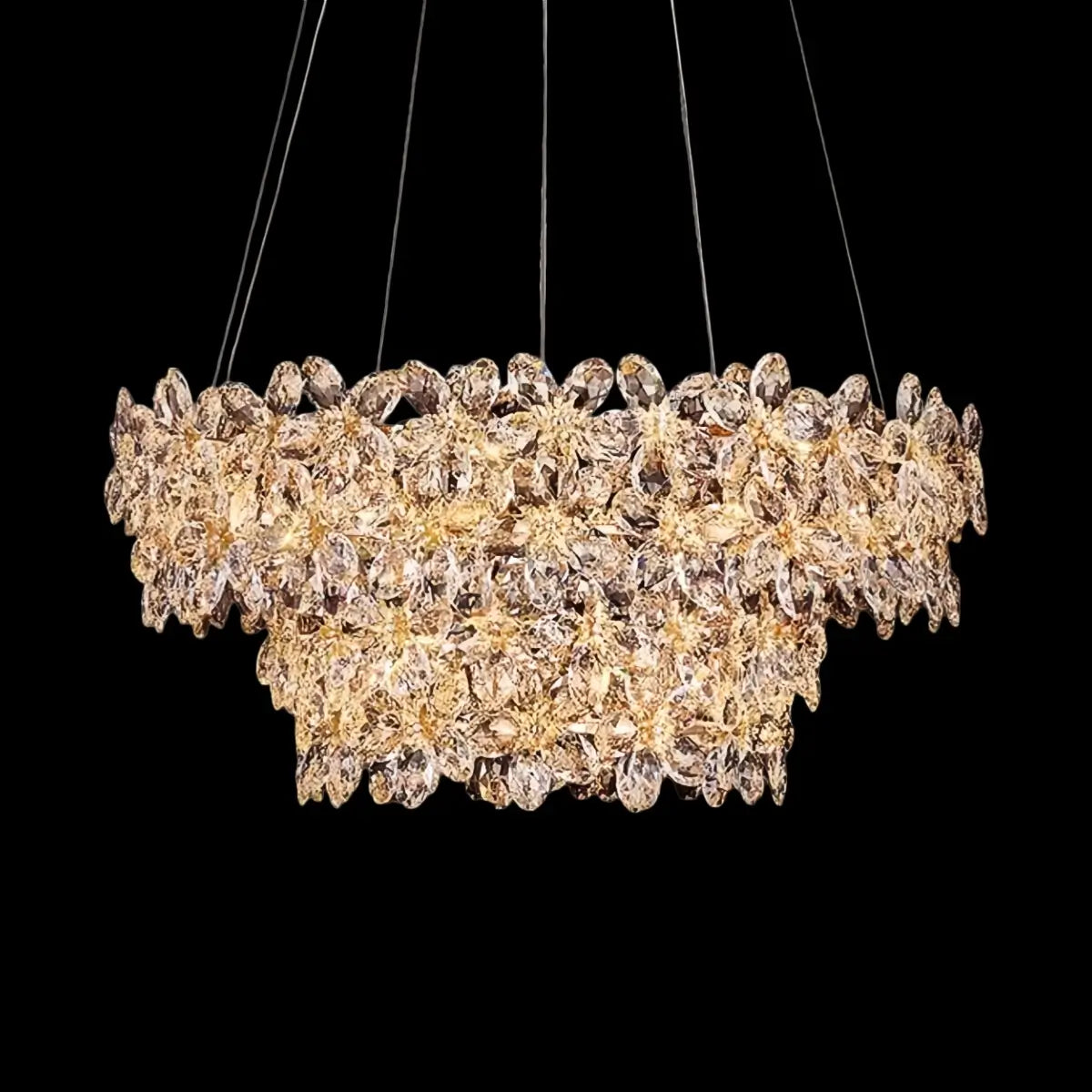 Lujoso candelabro de flores de cristal – Cristal transparente para sala de estar/comedor - Flindria