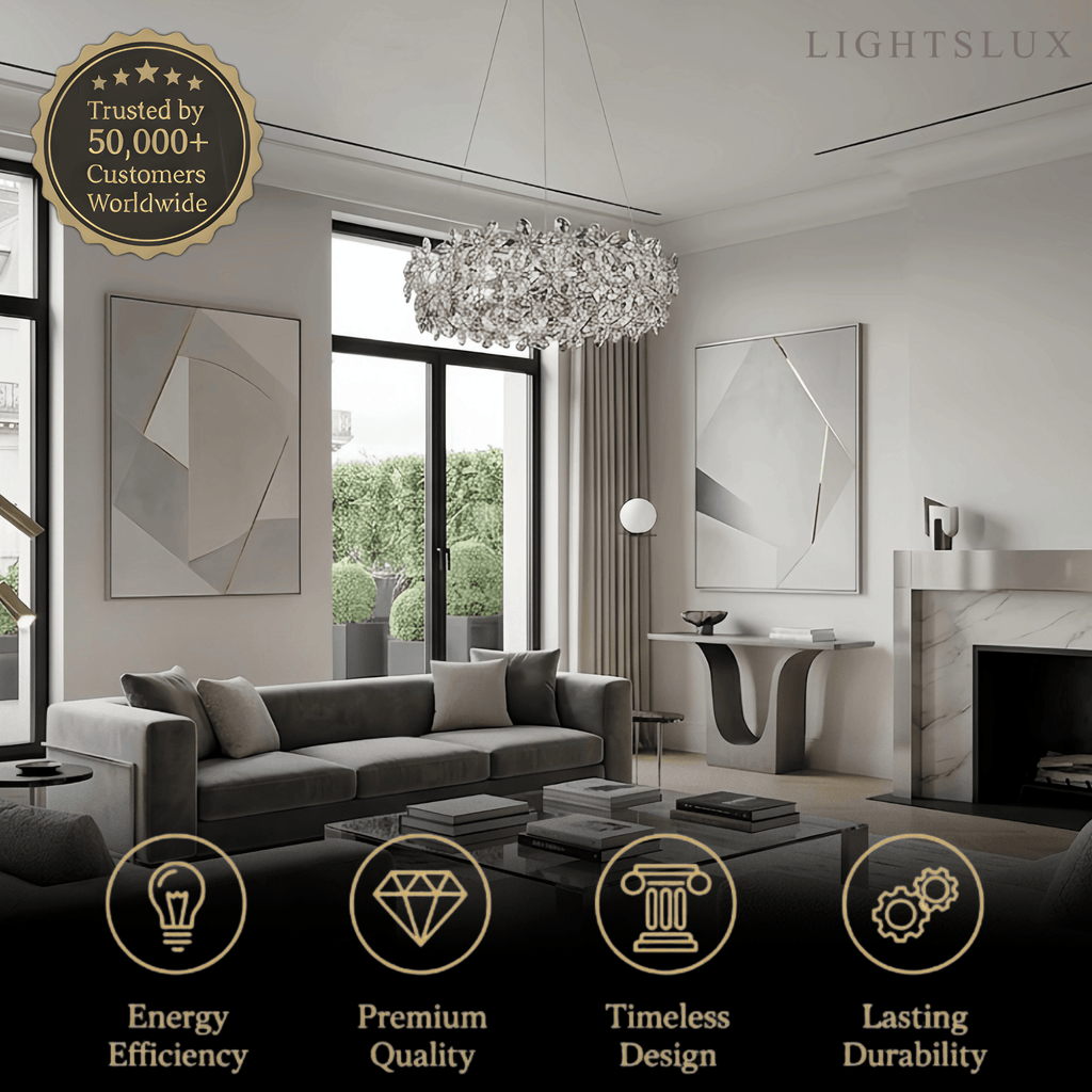 Lujoso candelabro de flores de cristal – Cristal transparente para sala de estar/comedor - Flindria