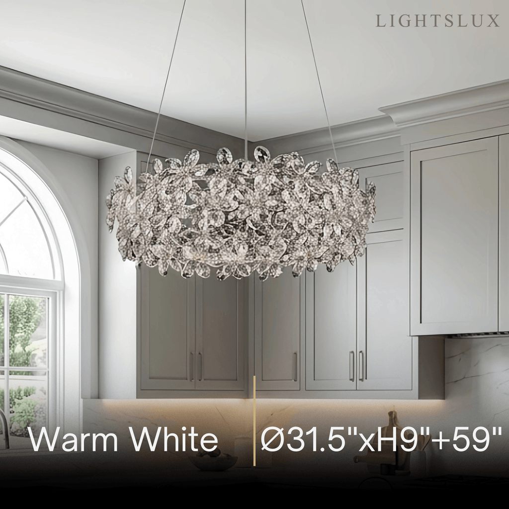 Lujoso candelabro de flores de cristal – Cristal transparente para sala de estar/comedor - Flindria