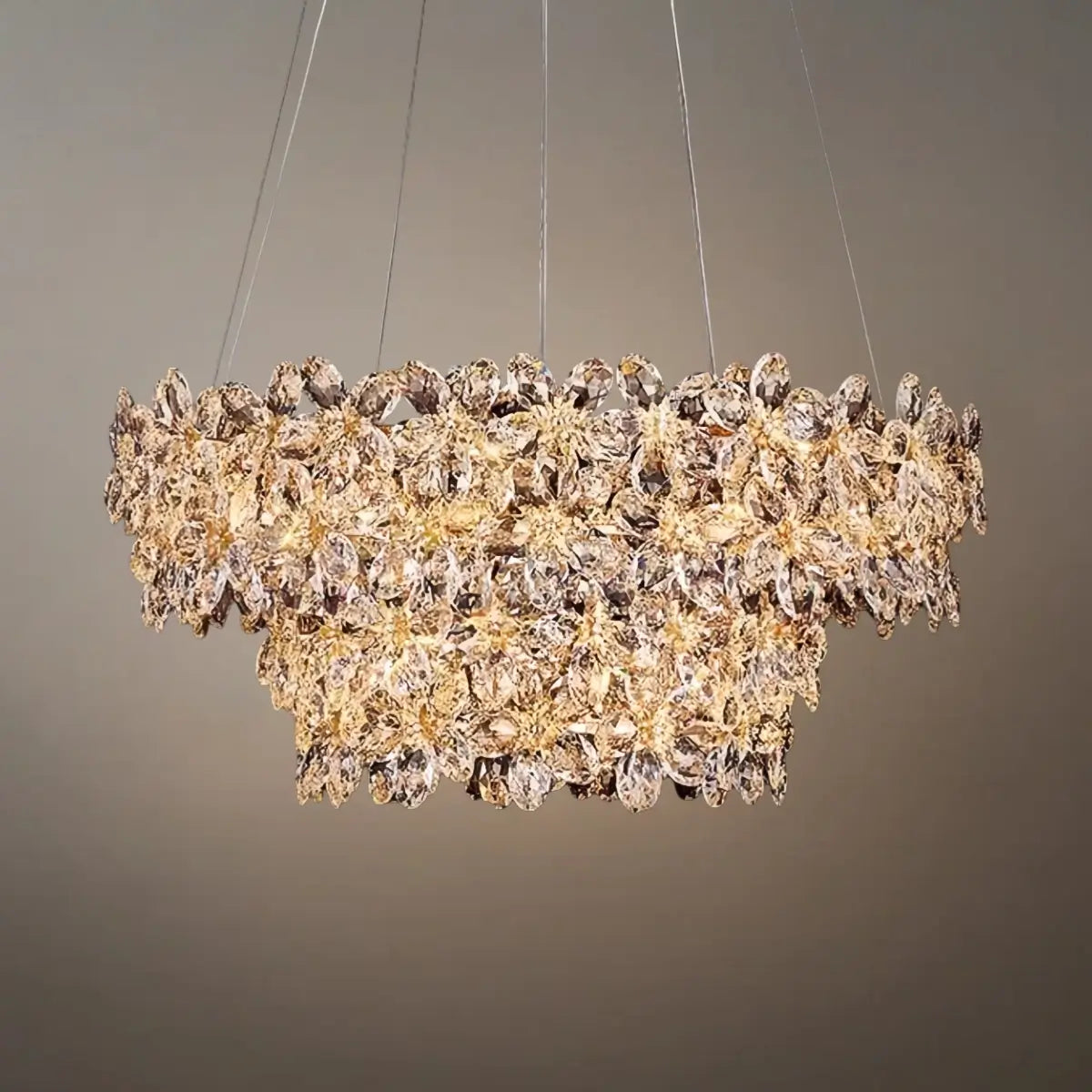 Lujoso candelabro de flores de cristal – Cristal transparente para sala de estar/comedor - Flindria