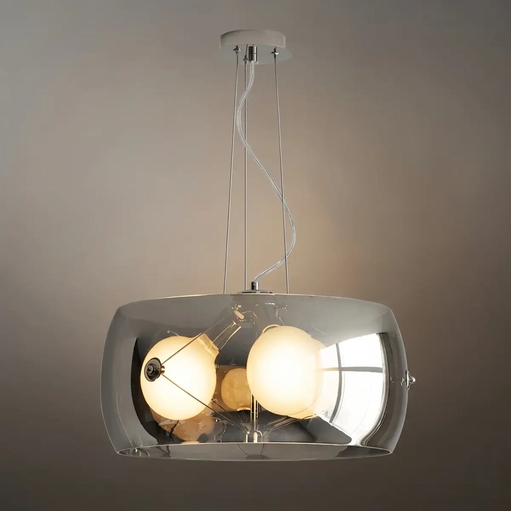 Lámpara colgante industrial de vidrio cilíndrico -- Transparente/ahumado para comedor y cocina - Flindria