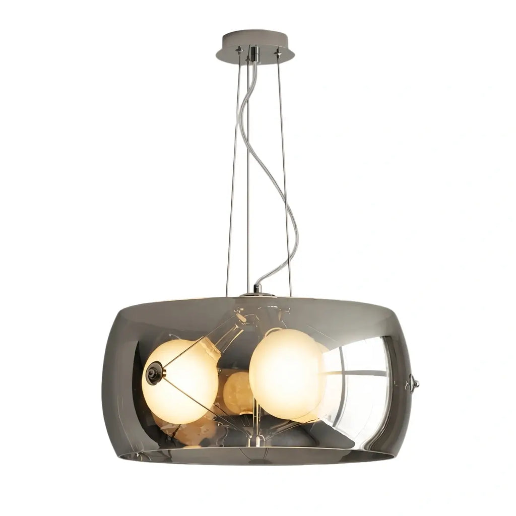 Lámpara colgante industrial de vidrio cilíndrico -- Transparente/ahumado para comedor y cocina - Flindria
