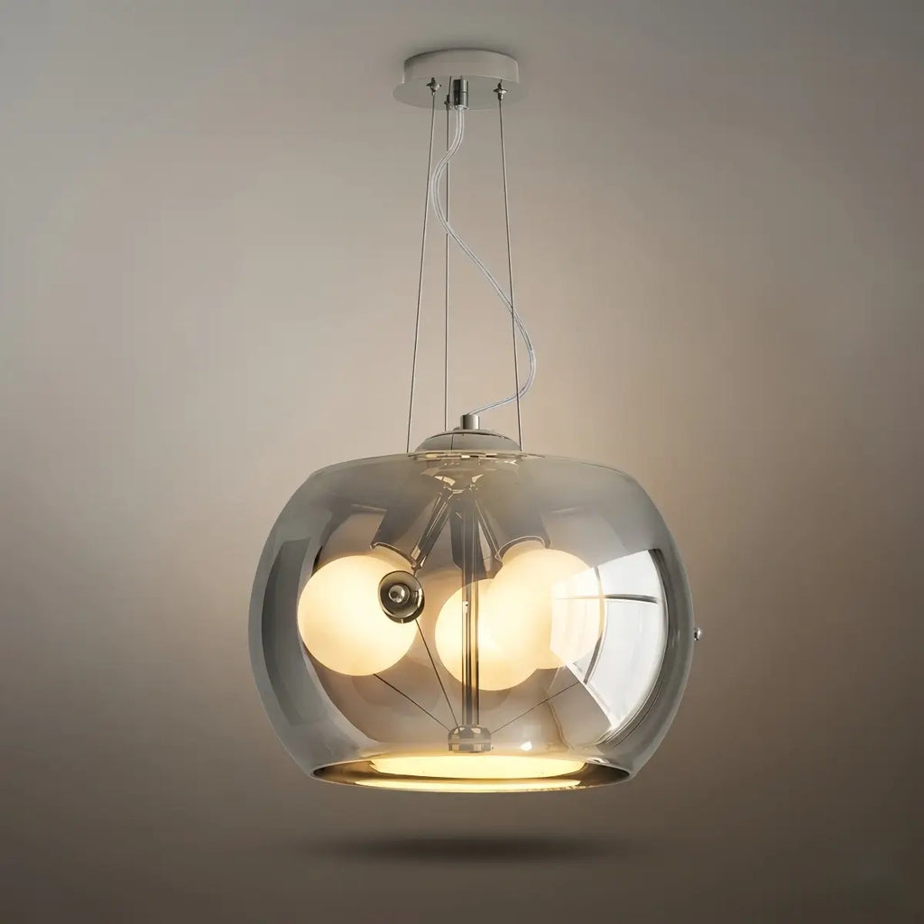 Lámpara colgante industrial de vidrio cilíndrico -- Transparente/ahumado para comedor y cocina - Flindria