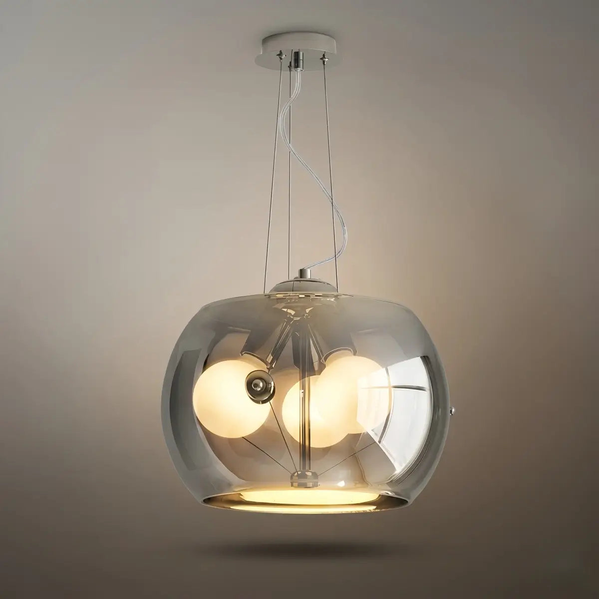Lámpara colgante industrial de vidrio cilíndrico -- Transparente/ahumado para comedor y cocina - Flindria