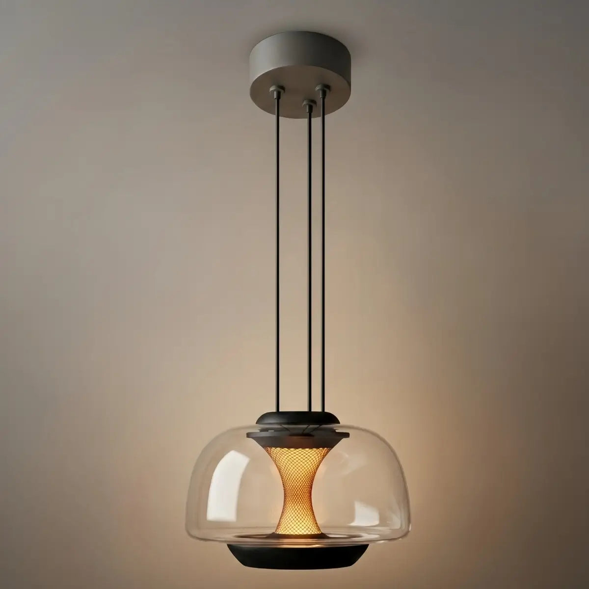 Candeeiro Linear Moderno -- Vidro em Cúpula e Metal para Sala de Jantar Cozinha - Flindria