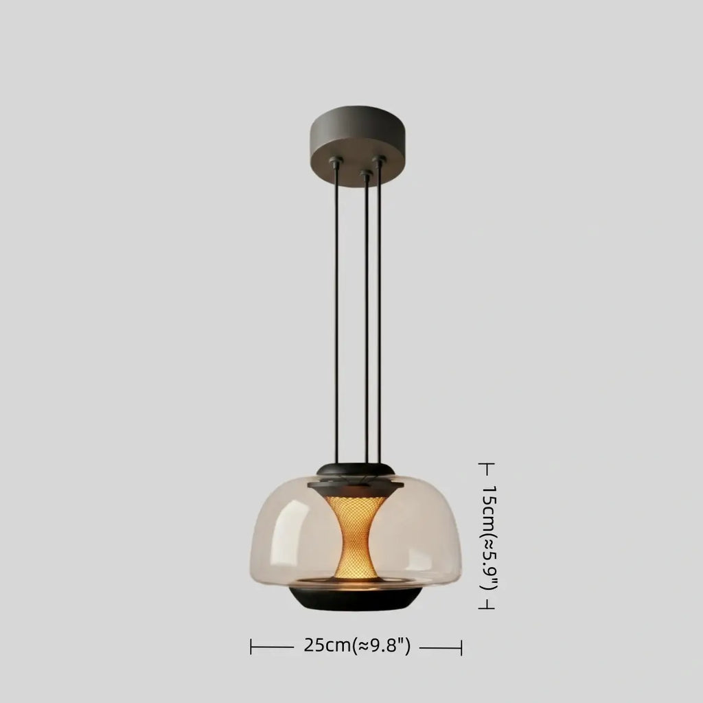 Candeeiro Linear Moderno -- Vidro em Cúpula e Metal para Sala de Jantar Cozinha - Flindria