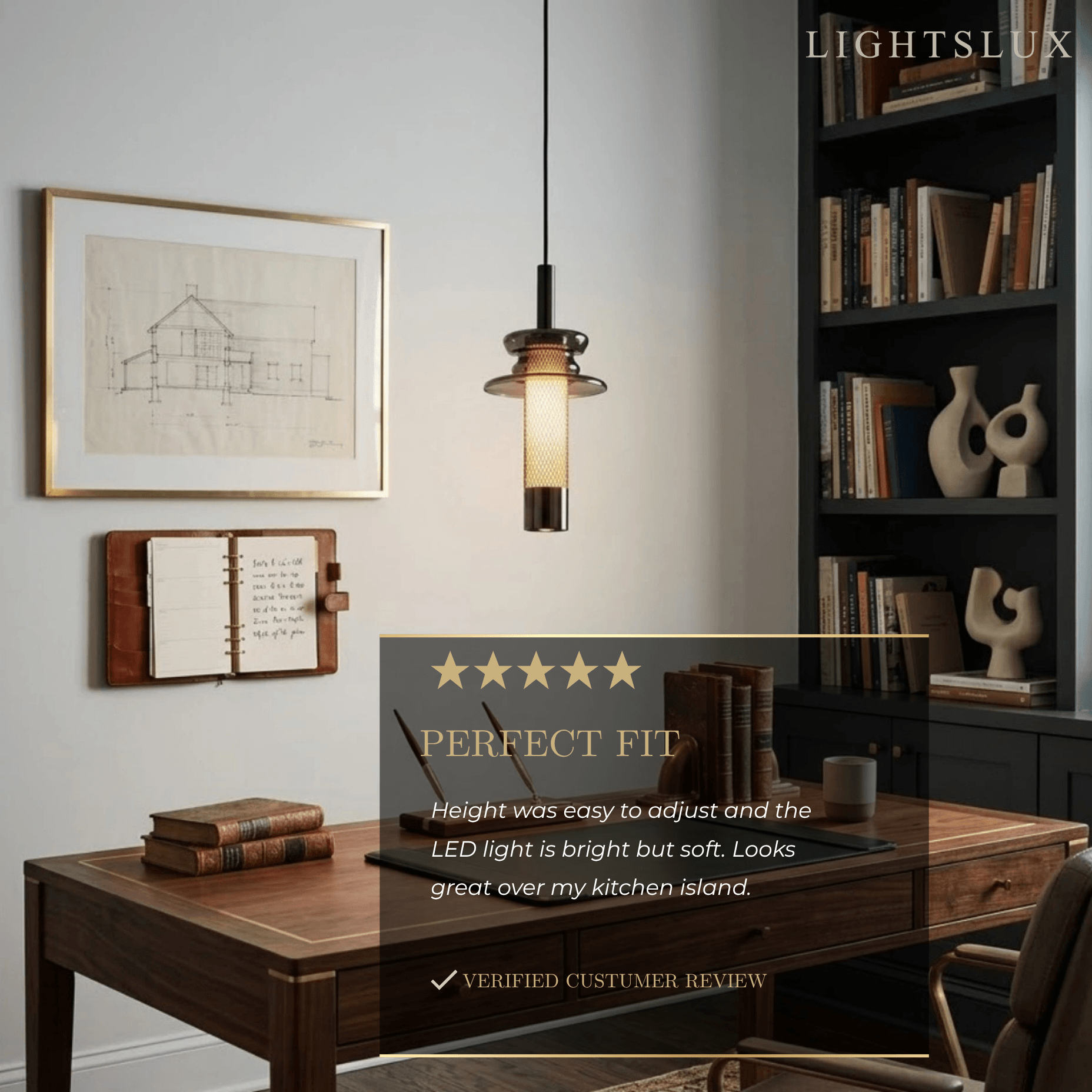 Modern Layered Pendant Light -- Black Metal & Glass for Dining Room Bedroom - Flindria