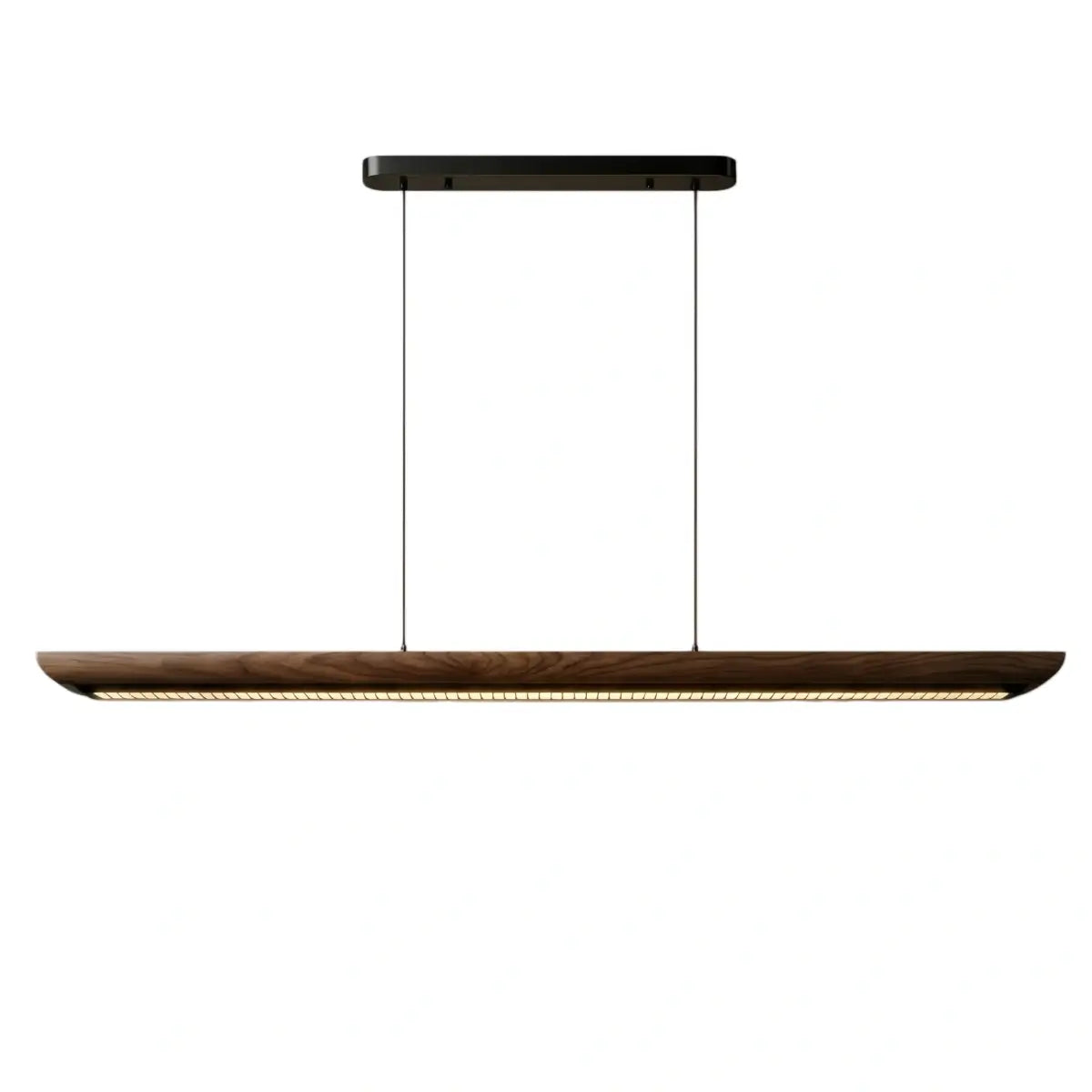 Modern Linear Pendant Light -- Walnut Wood & Metal for Dining Room Kitchen - Flindria