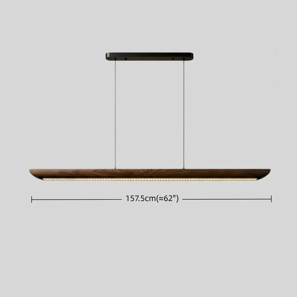 Modern Linear Pendant Light -- Walnut Wood & Metal for Dining Room Kitchen - Flindria