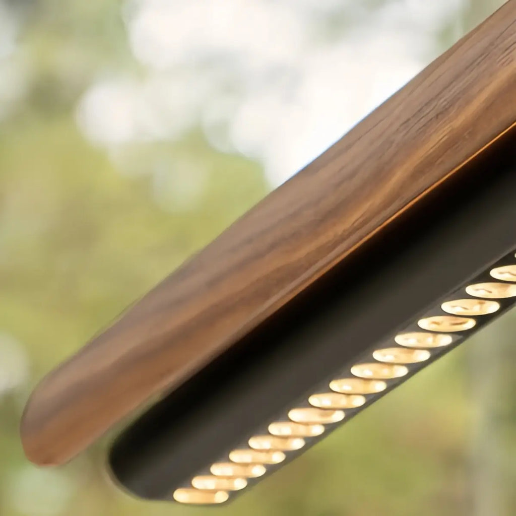 Modern Linear Pendant Light -- Walnut Wood & Metal for Dining Room Kitchen - Flindria