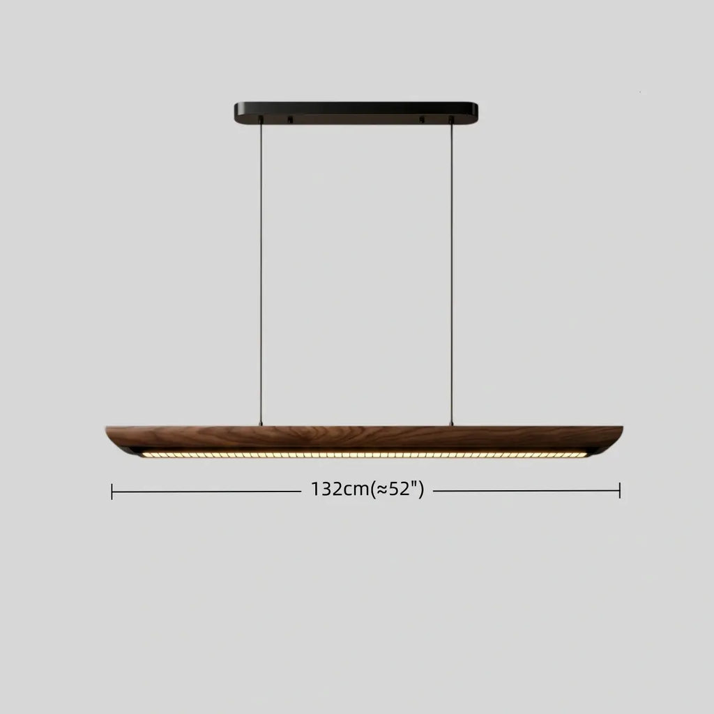 Modern Linear Pendant Light -- Walnut Wood & Metal for Dining Room Kitchen - Flindria
