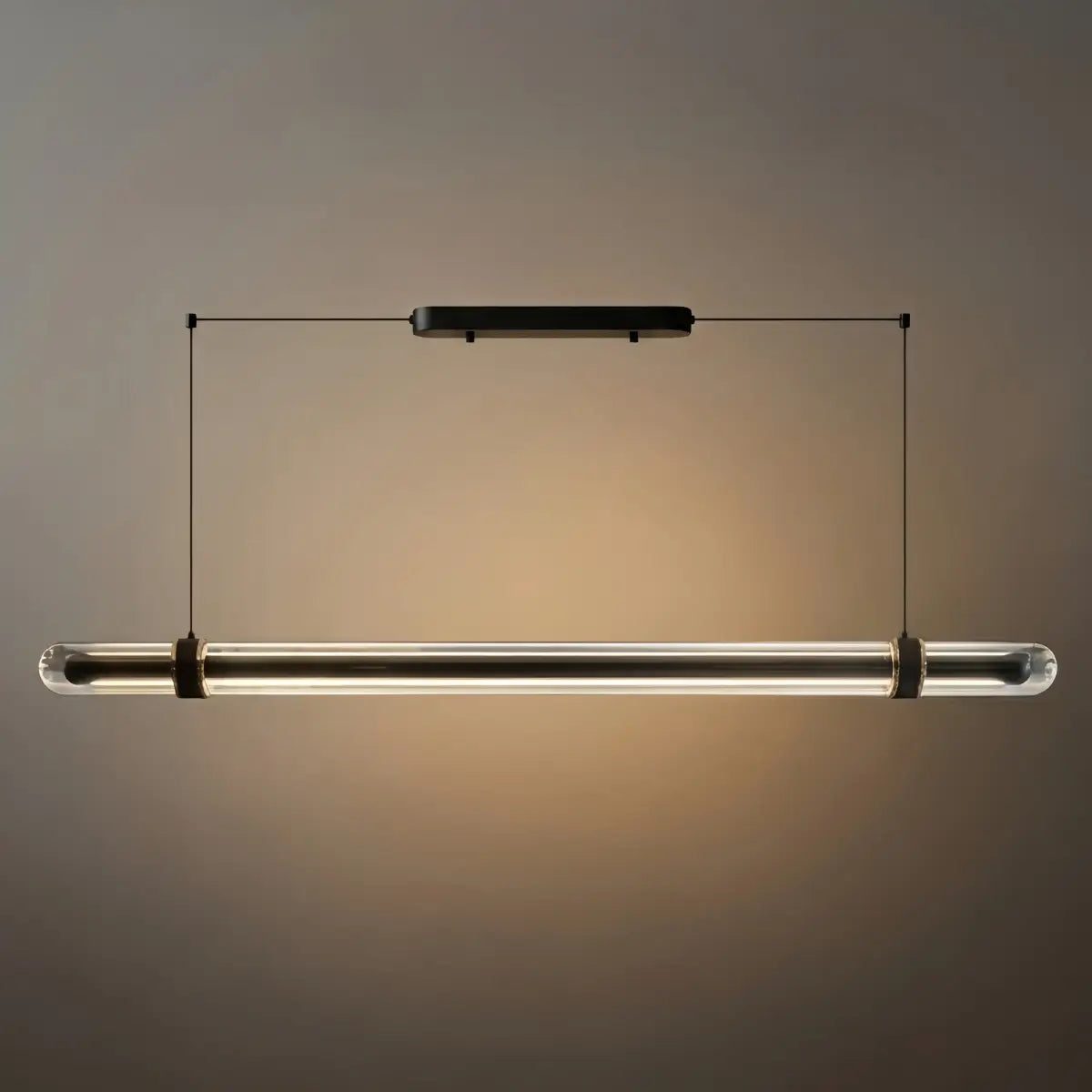 Modern Linear Pendant Light – Black Metal Glass for Dining Room / Kitchen Island - Flindria
