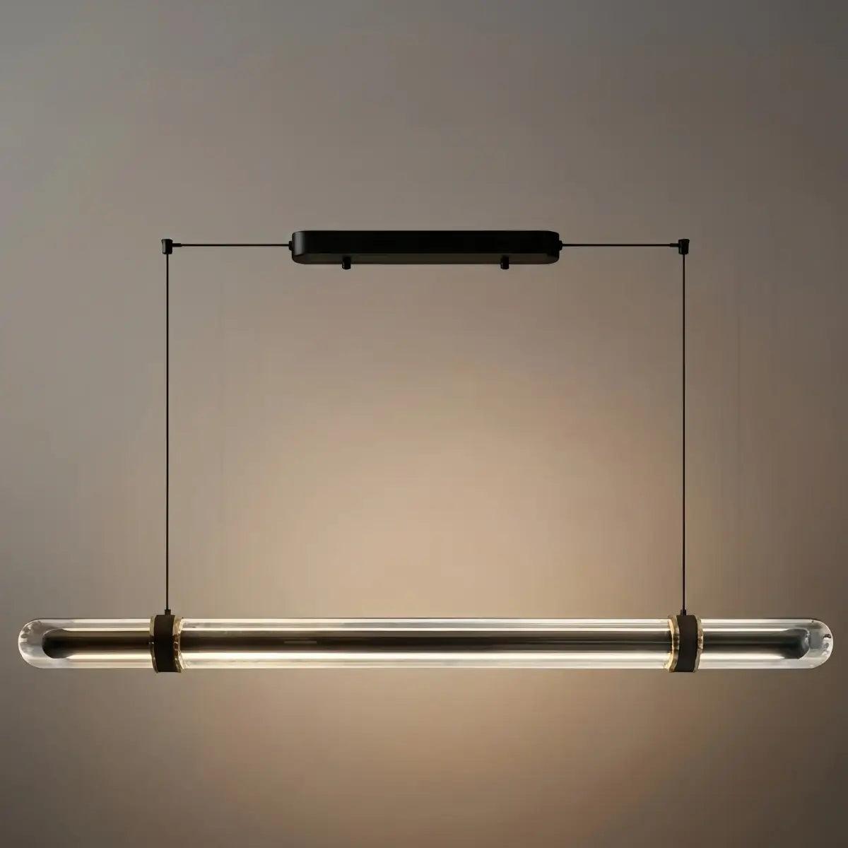 Modern Linear Pendant Light – Black Metal Glass for Dining Room / Kitchen Island - Flindria