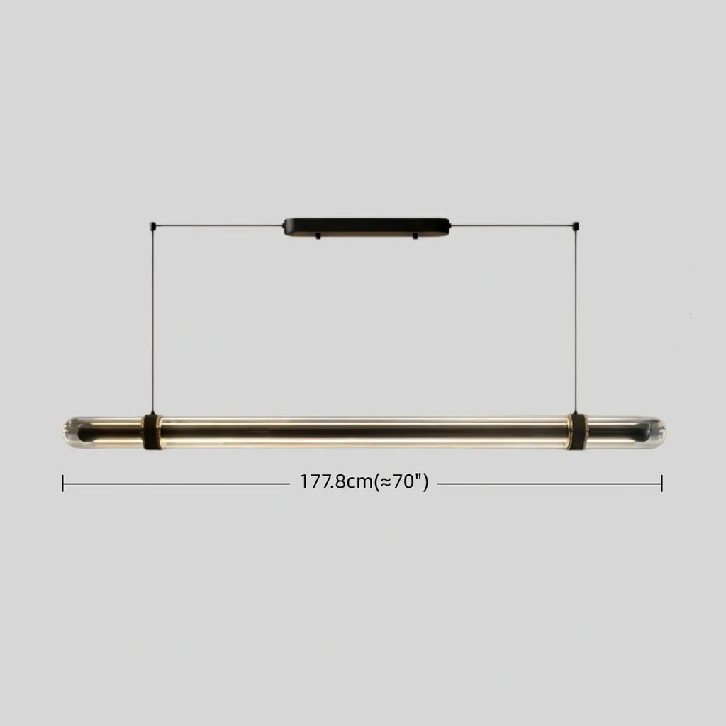 Modern Linear Pendant Light – Black Metal Glass for Dining Room / Kitchen Island - Flindria