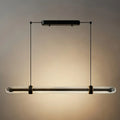 Modern Linear Pendant Light – Black Metal Glass for Dining Room / Kitchen Island - Flindria
