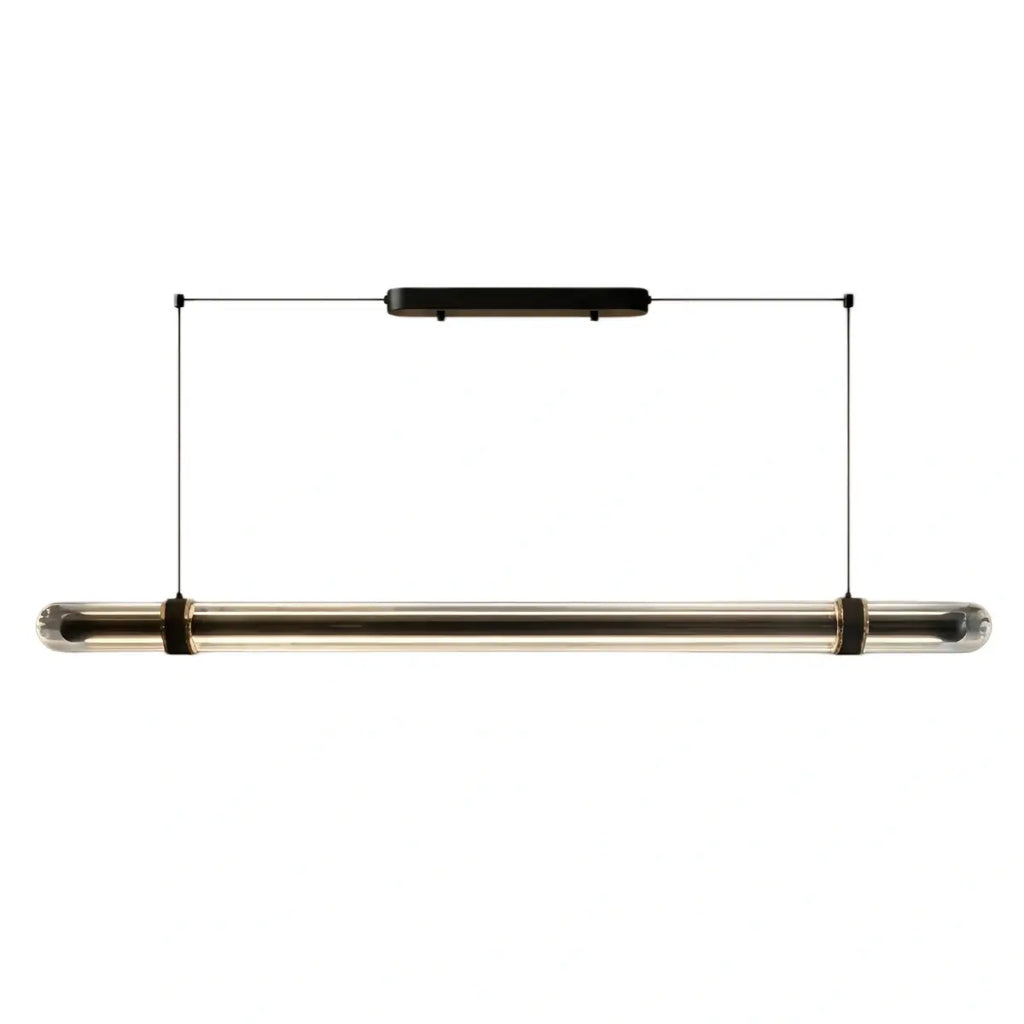 Modern Linear Pendant Light – Black Metal Glass for Dining Room / Kitchen Island - Flindria