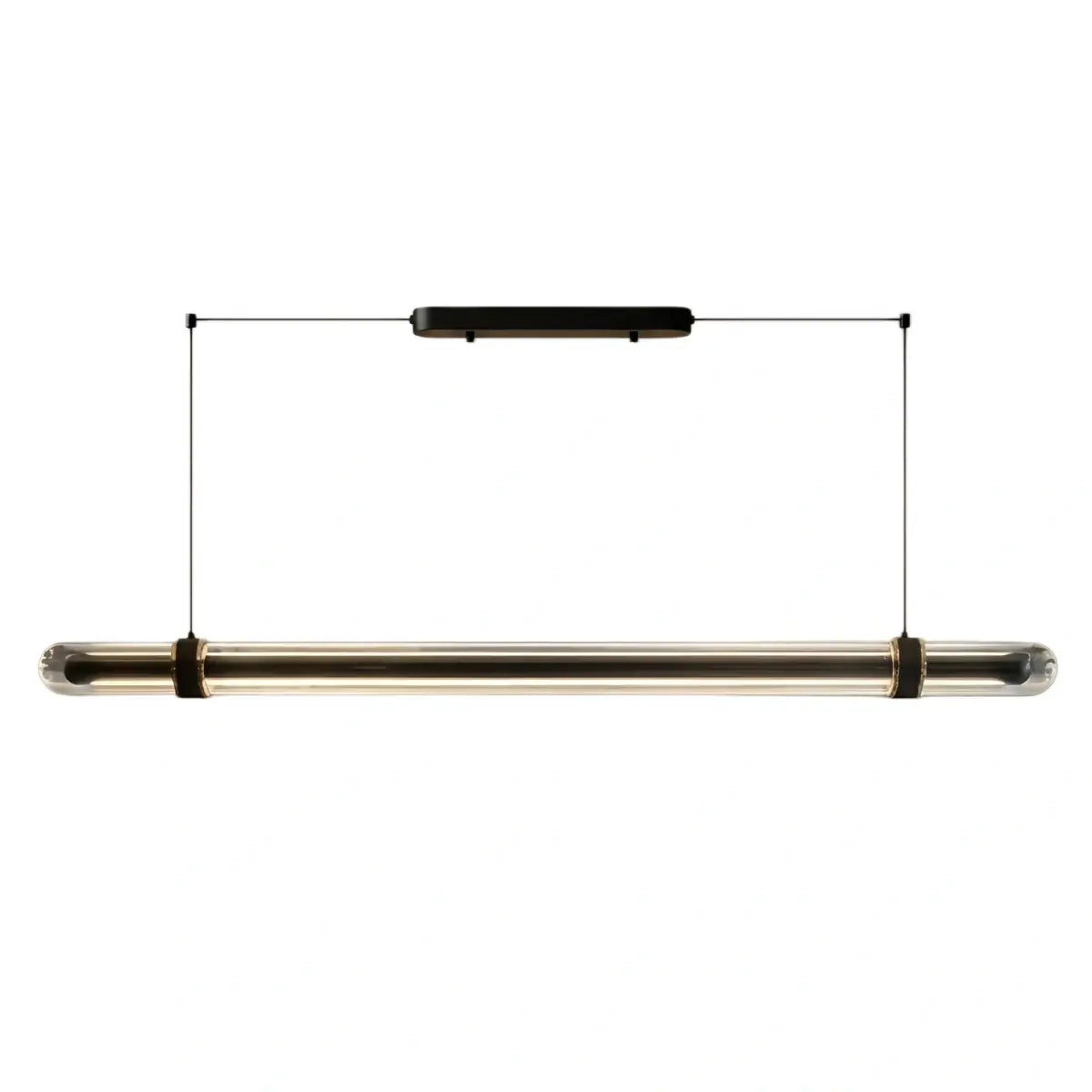 Modern Linear Pendant Light – Black Metal Glass for Dining Room / Kitchen Island - Flindria