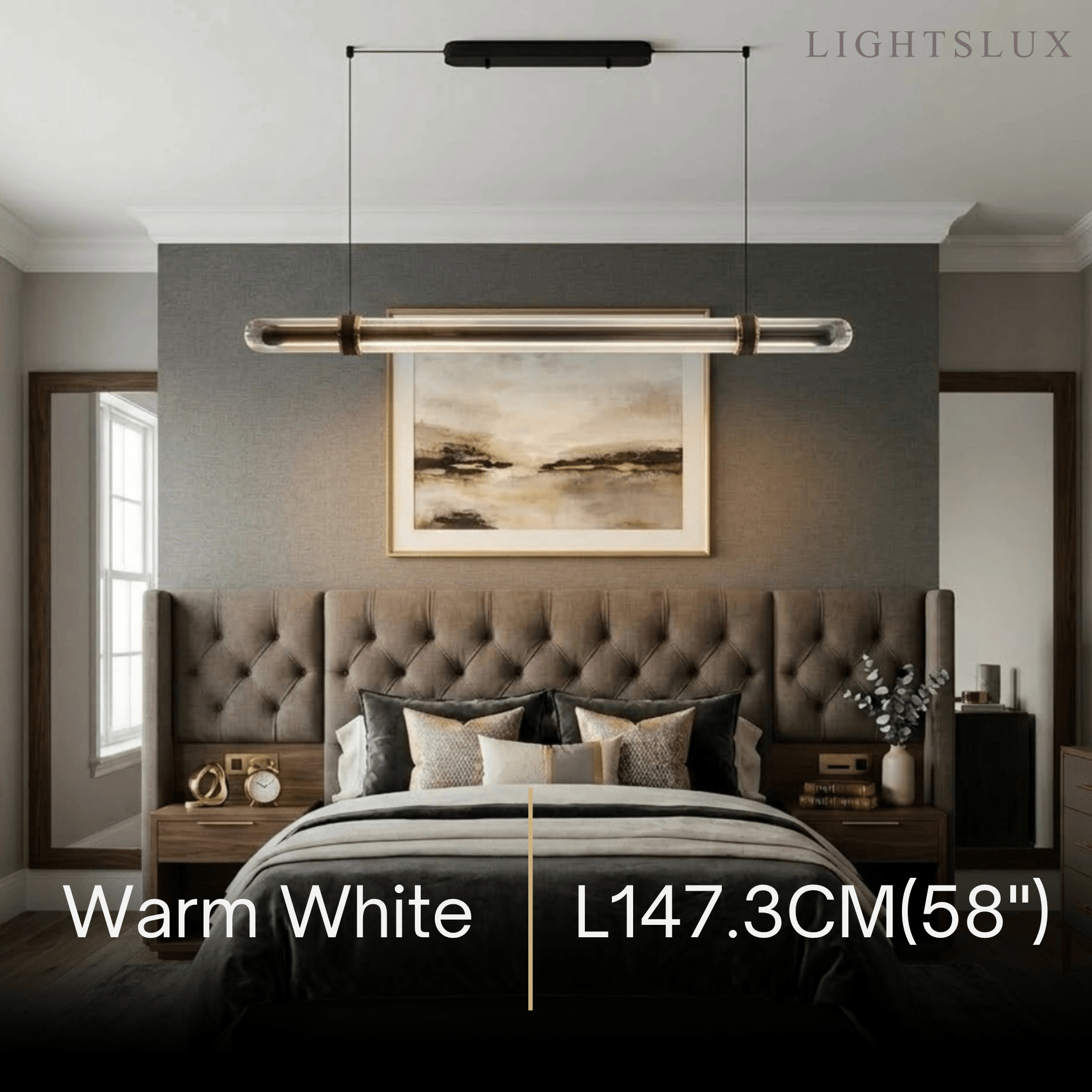 Modern Linear Pendant Light – Black Metal Glass for Dining Room / Kitchen Island - Flindria