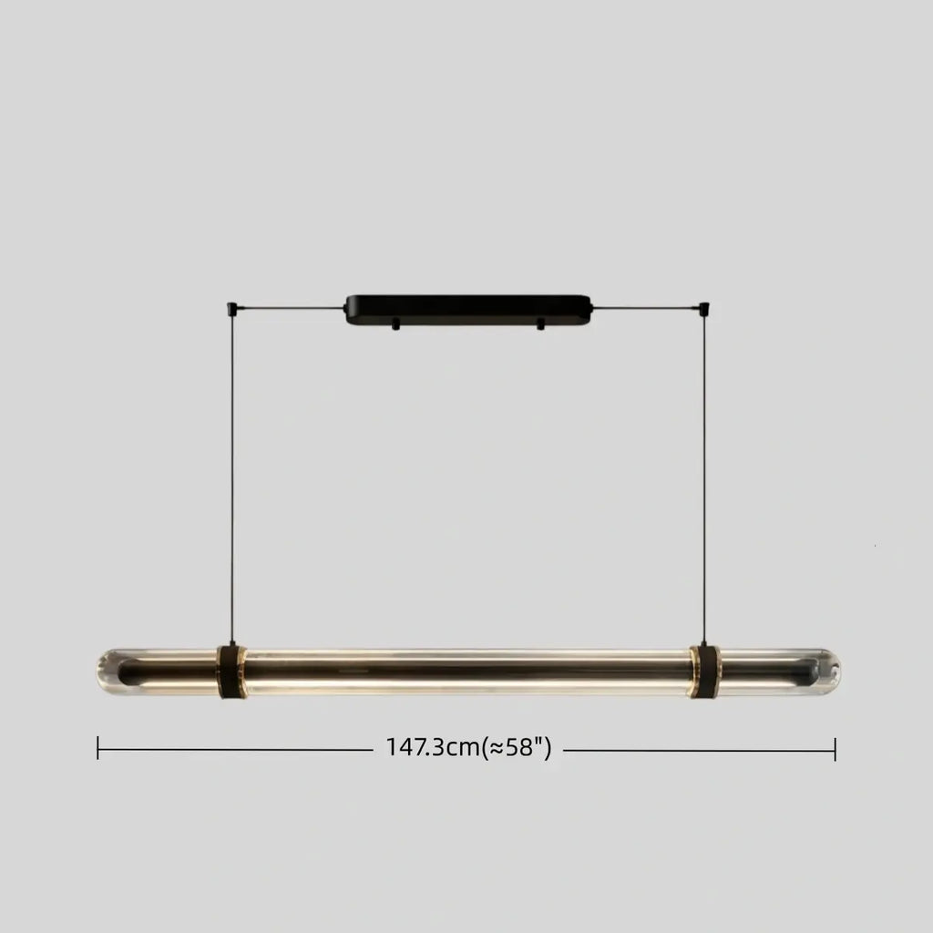 Modern Linear Pendant Light – Black Metal Glass for Dining Room / Kitchen Island - Flindria