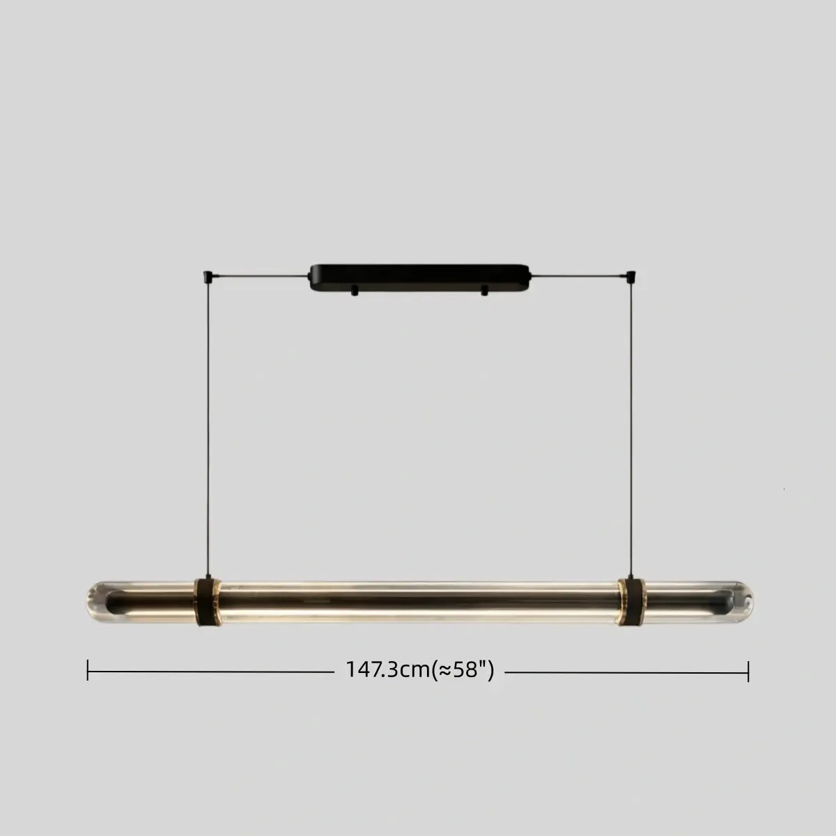 Modern Linear Pendant Light – Black Metal Glass for Dining Room / Kitchen Island - Flindria