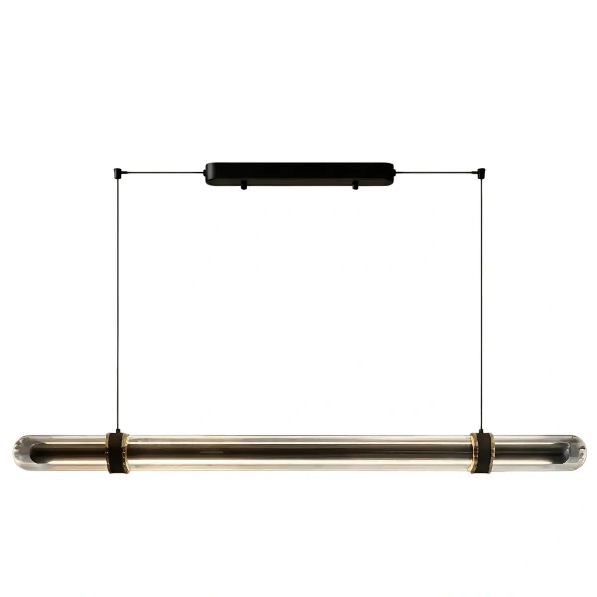 Modern Linear Pendant Light – Black Metal Glass for Dining Room / Kitchen Island - Flindria