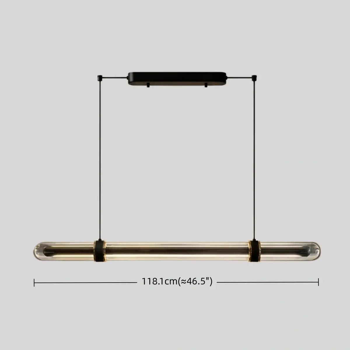 Modern Linear Pendant Light – Black Metal Glass for Dining Room / Kitchen Island - Flindria