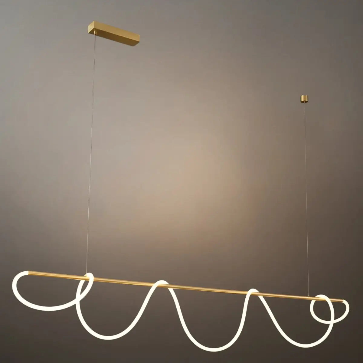 Minimalist Linear Chandelier – Brass Rope Gold/Black for Dining Room / Bathroom - Flindria