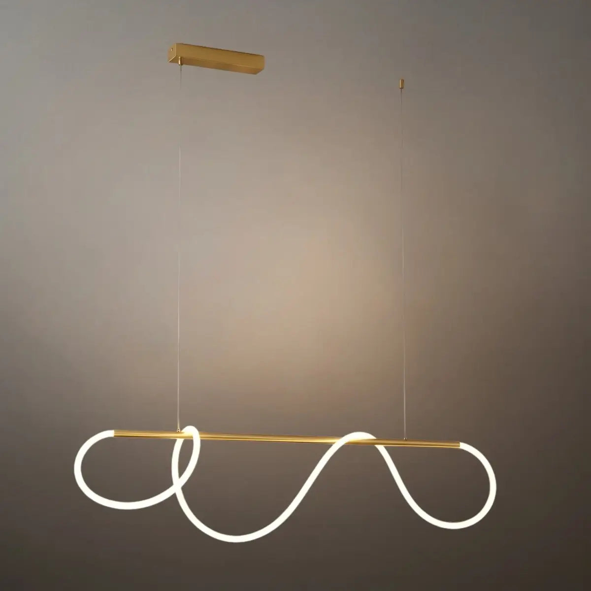 Minimalist Linear Chandelier – Brass Rope Gold/Black for Dining Room / Bathroom - Flindria