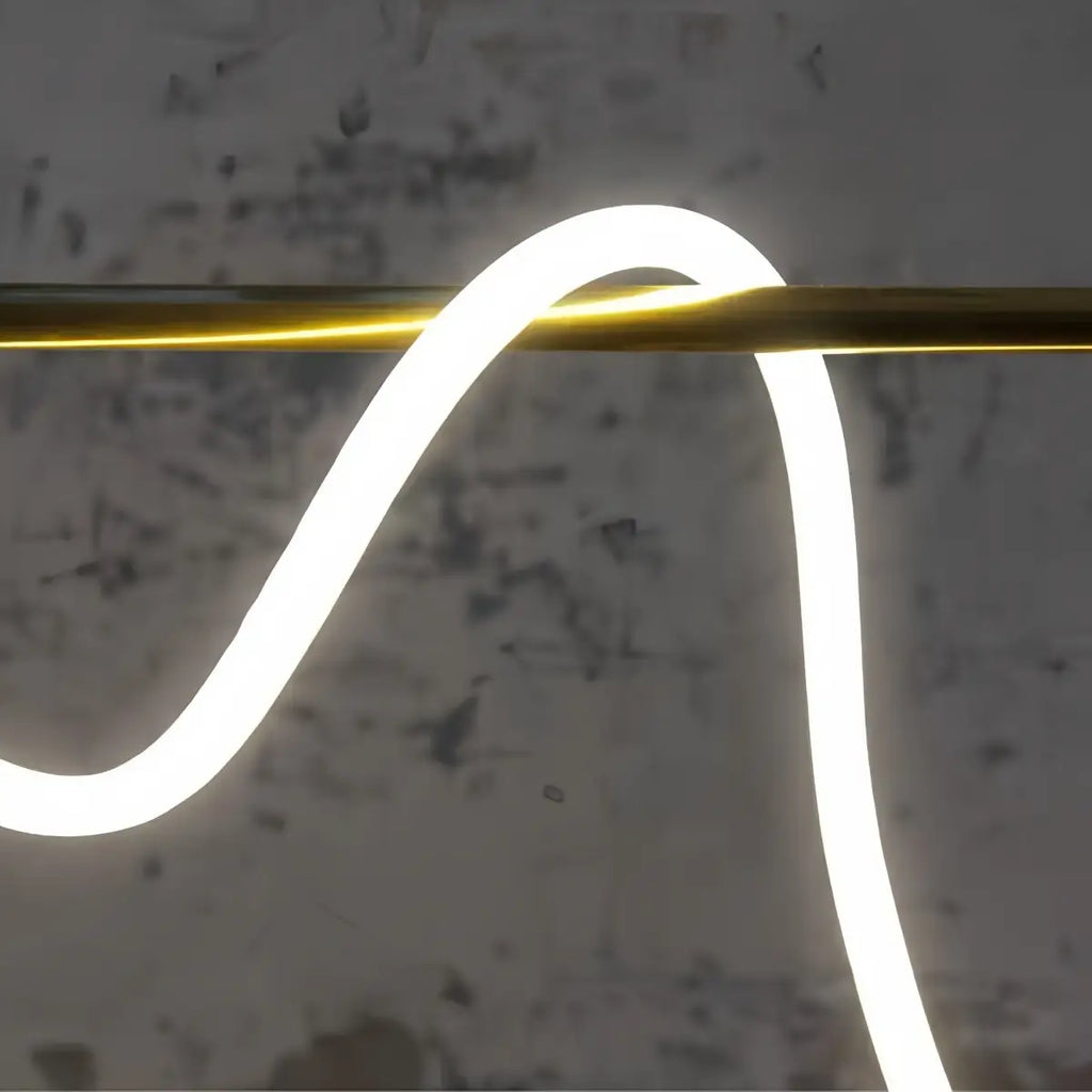 Minimalist Linear Chandelier – Brass Rope Gold/Black for Dining Room / Bathroom - Flindria