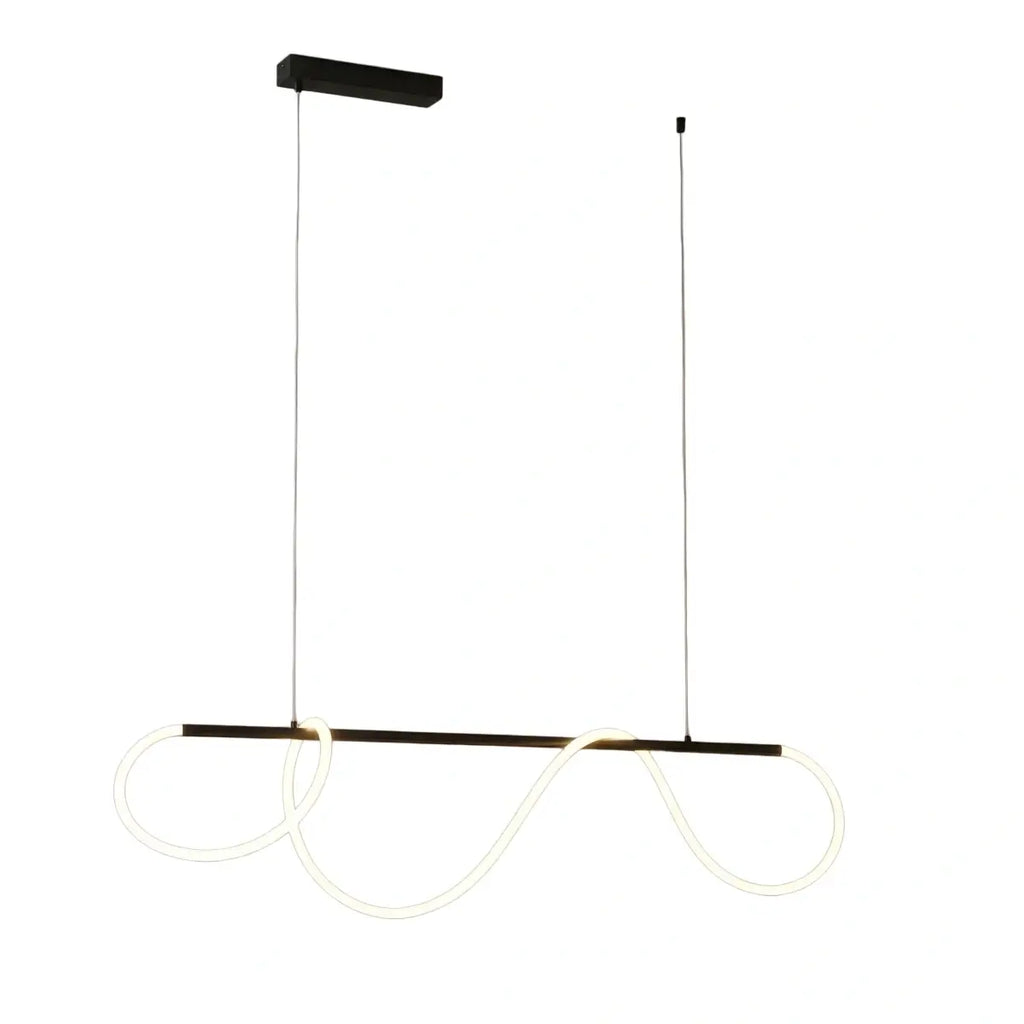 Minimalist Linear Chandelier – Brass Rope Gold/Black for Dining Room / Bathroom - Flindria