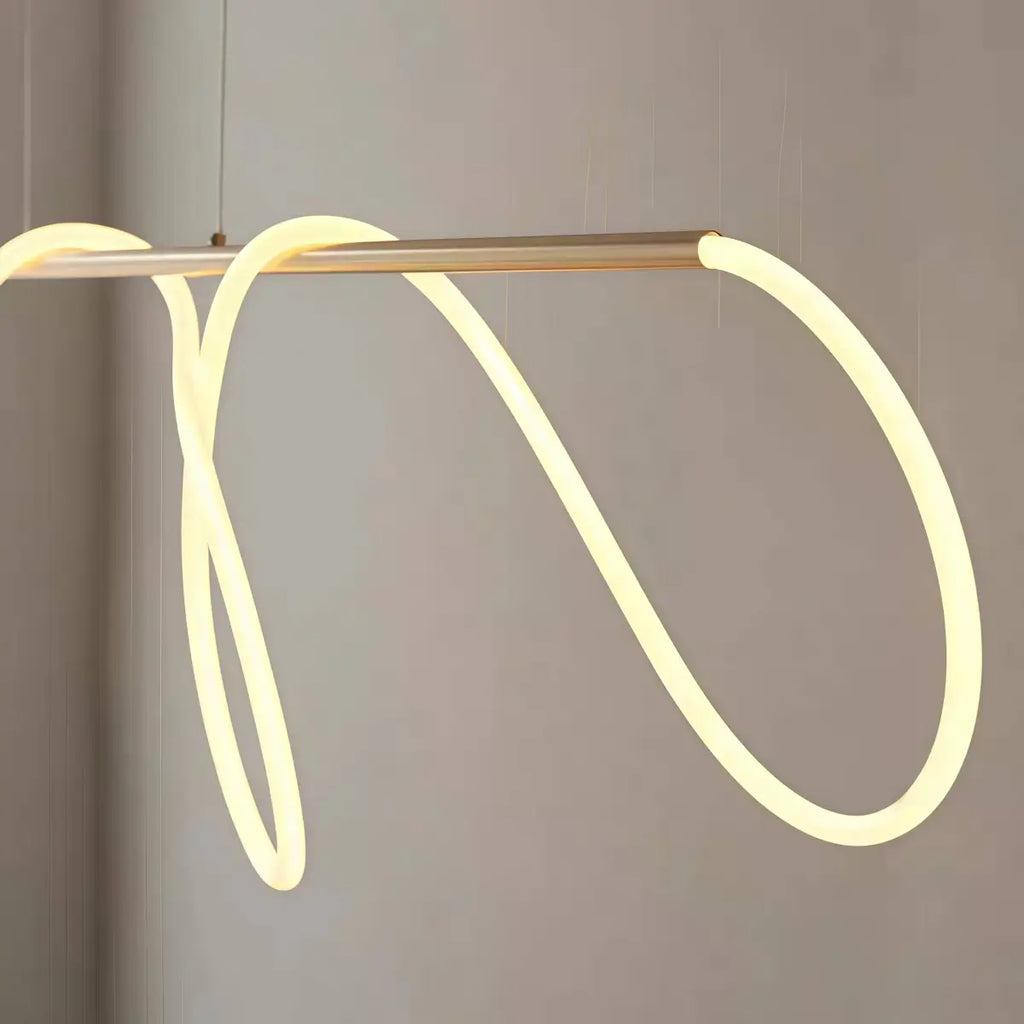 Minimalist Linear Chandelier – Brass Rope Gold/Black for Dining Room / Bathroom - Flindria