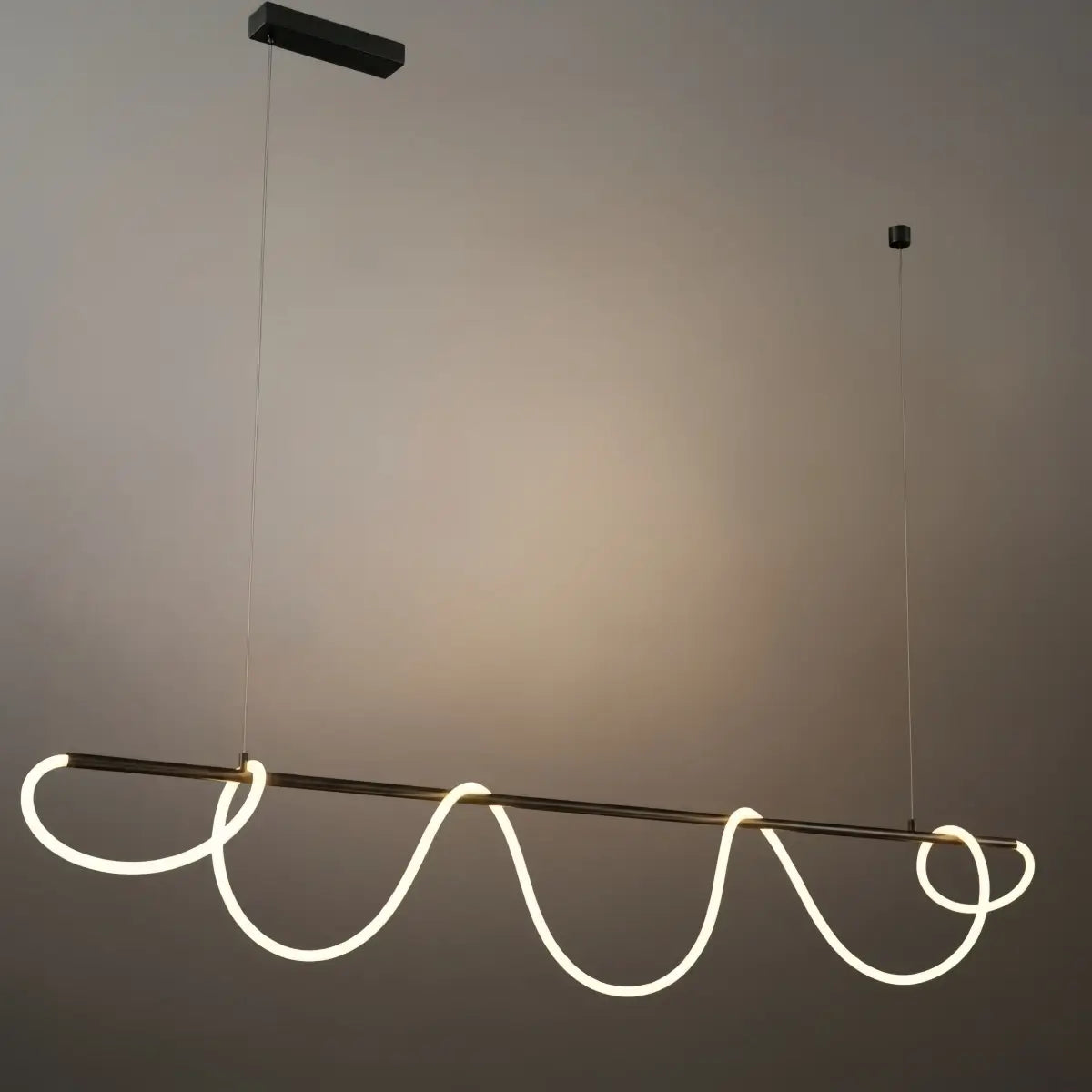 Minimalist Linear Chandelier – Brass Rope Gold/Black for Dining Room / Bathroom - Flindria