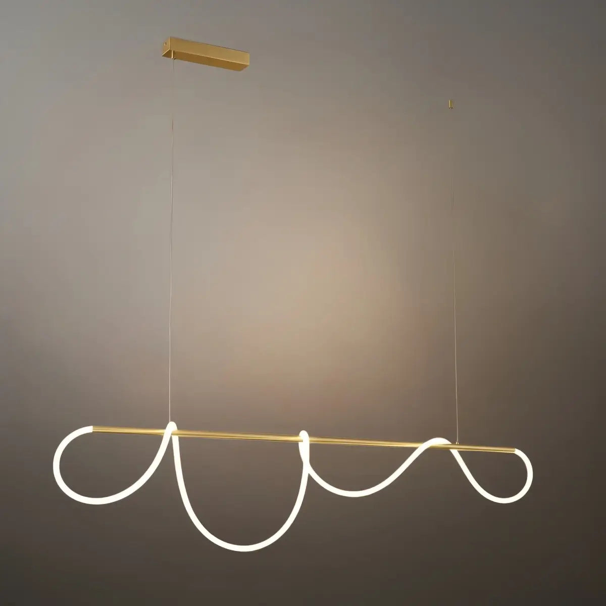 Minimalist Linear Chandelier – Brass Rope Gold/Black for Dining Room / Bathroom - Flindria