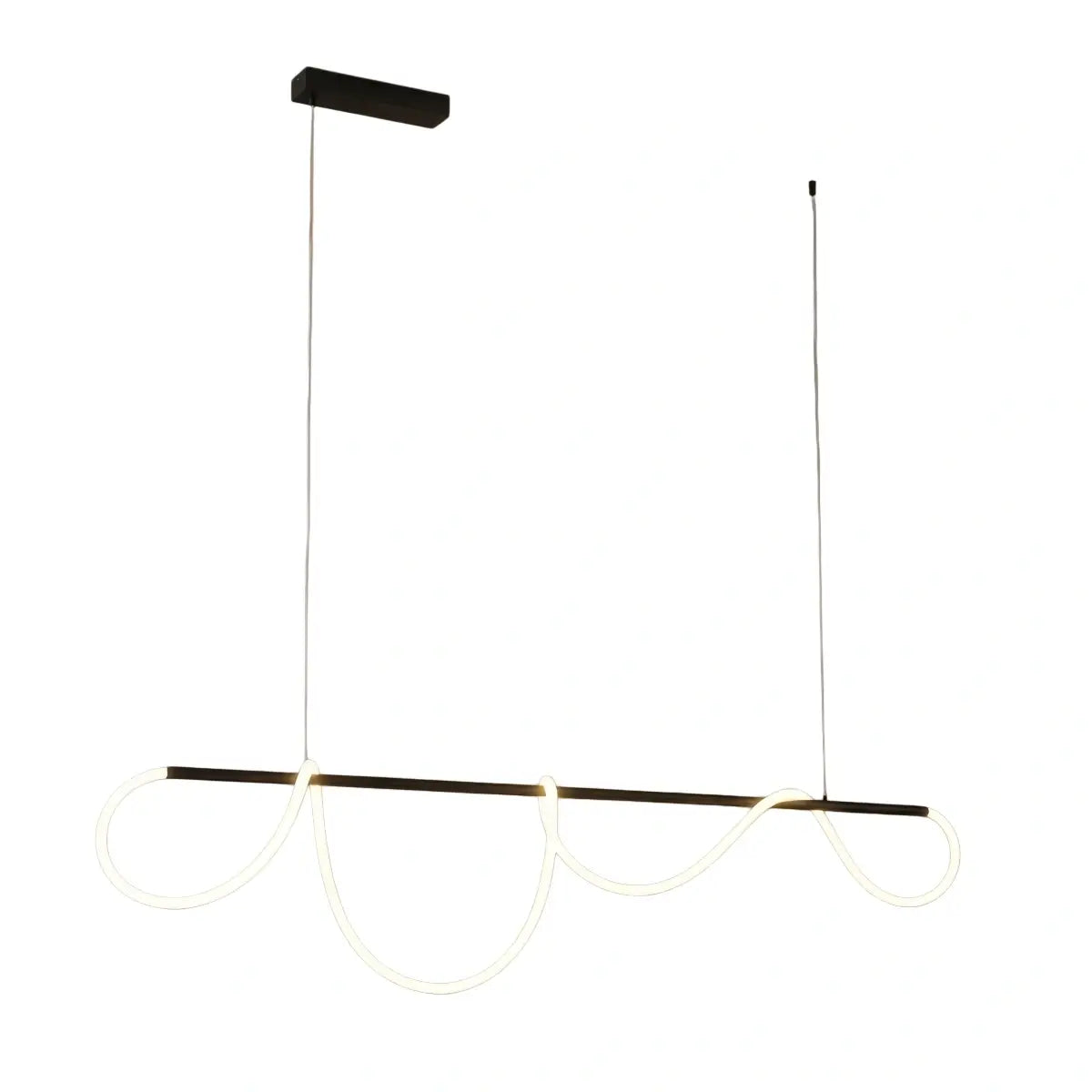 Minimalist Linear Chandelier – Brass Rope Gold/Black for Dining Room / Bathroom - Flindria