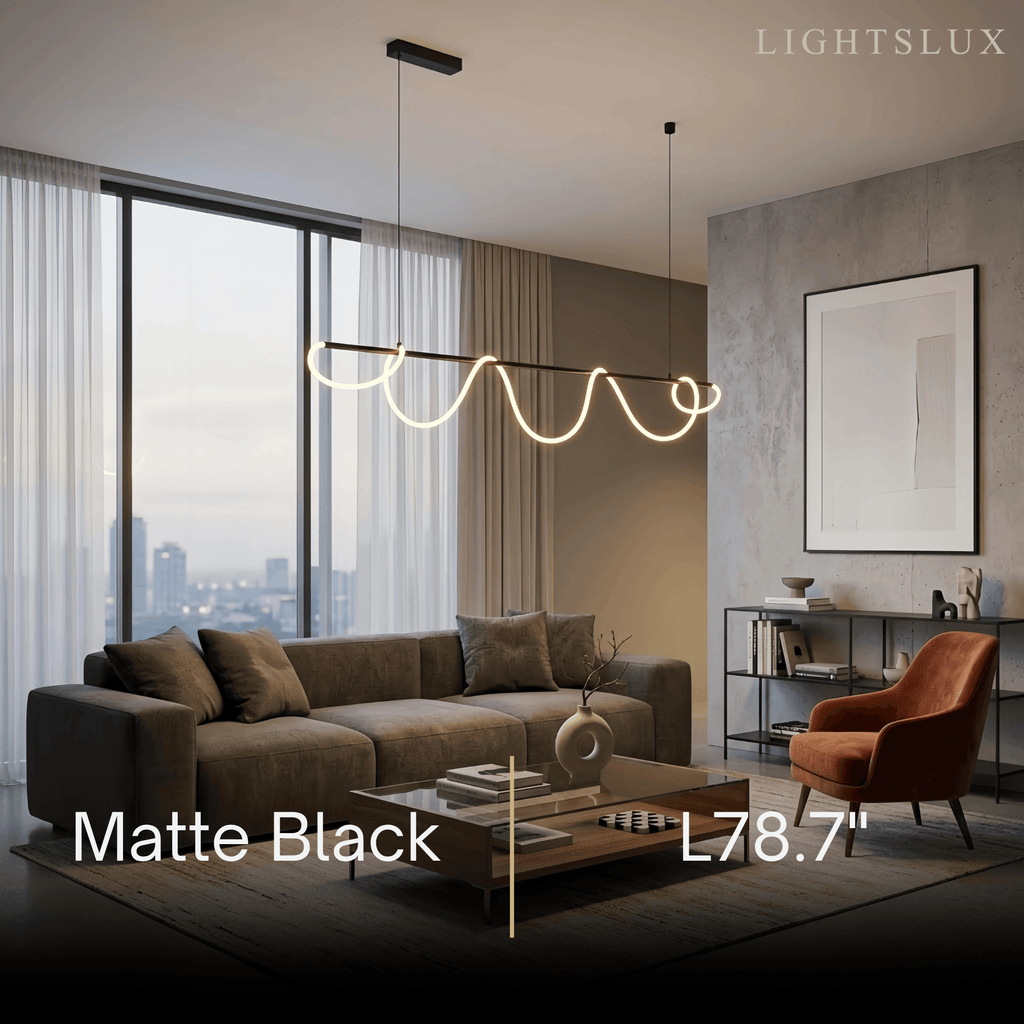 Minimalist Linear Chandelier – Brass Rope Gold/Black for Dining Room / Bathroom - Flindria