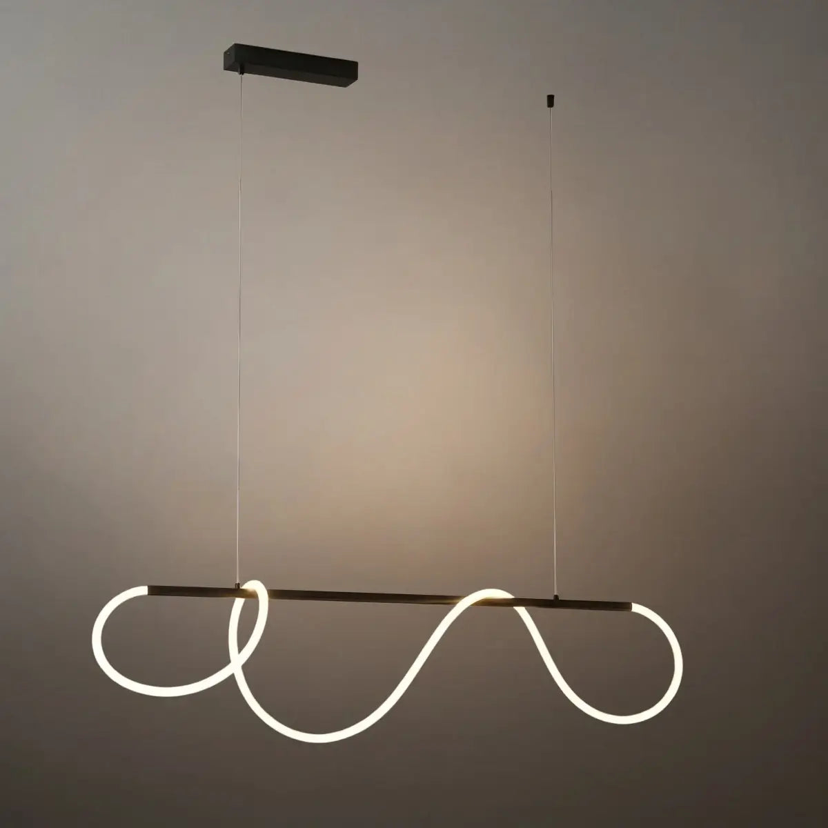 Minimalist Linear Chandelier – Brass Rope Gold/Black for Dining Room / Bathroom - Flindria