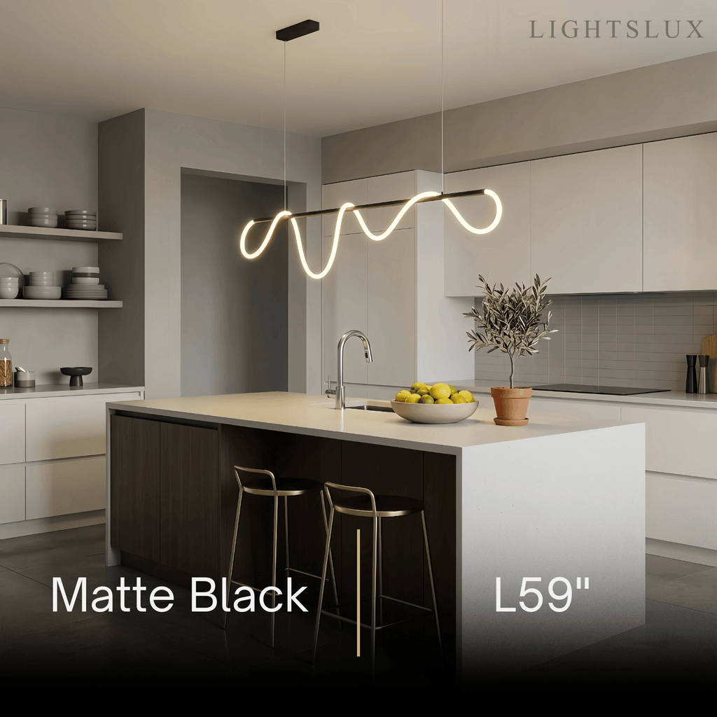 Minimalist Linear Chandelier – Brass Rope Gold/Black for Dining Room / Bathroom - Flindria