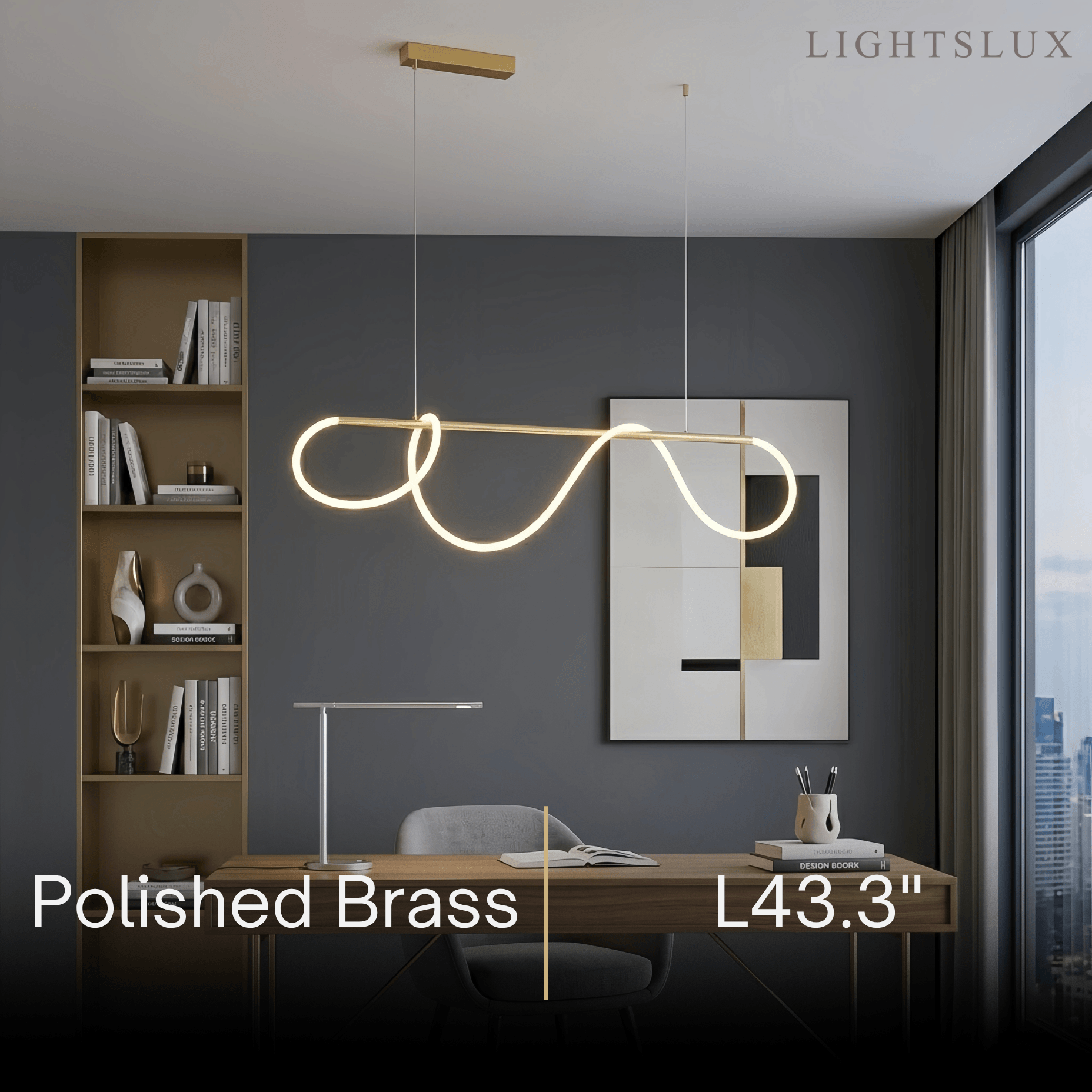 Minimalist Linear Chandelier – Brass Rope Gold/Black for Dining Room / Bathroom - Flindria