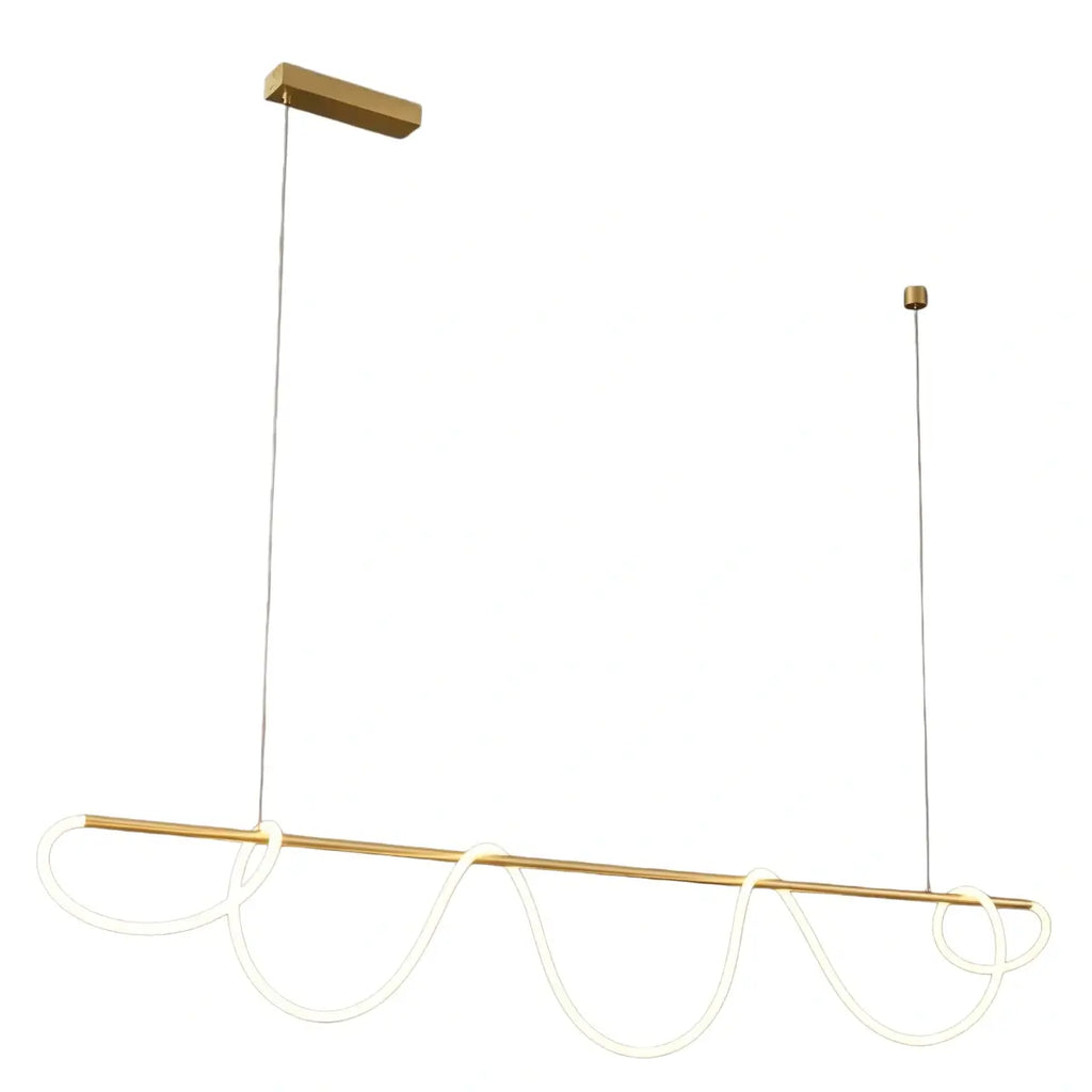 Minimalist Linear Chandelier – Brass Rope Gold/Black for Dining Room / Bathroom - Flindria