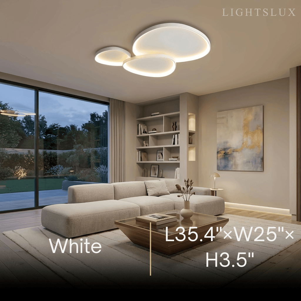 Lampada da soffitto minimalista a profilo basso – Singola o cluster di tre rotonde bianco/nero per camera da letto / soggiorno - Flindria