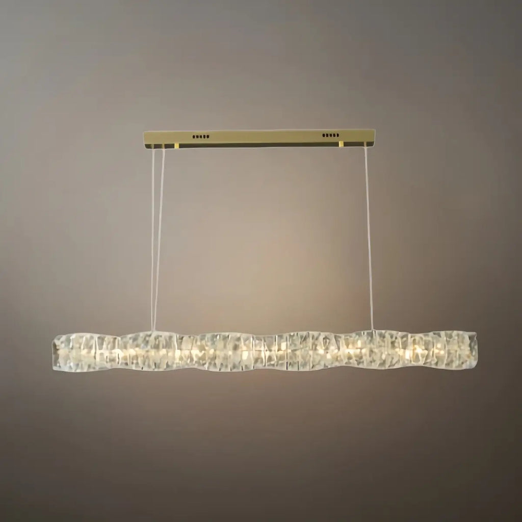 高級リニアクリスタルシャンデリア – ゴールド／シルバーステンレススチール ダイニングルーム用 - Flindria